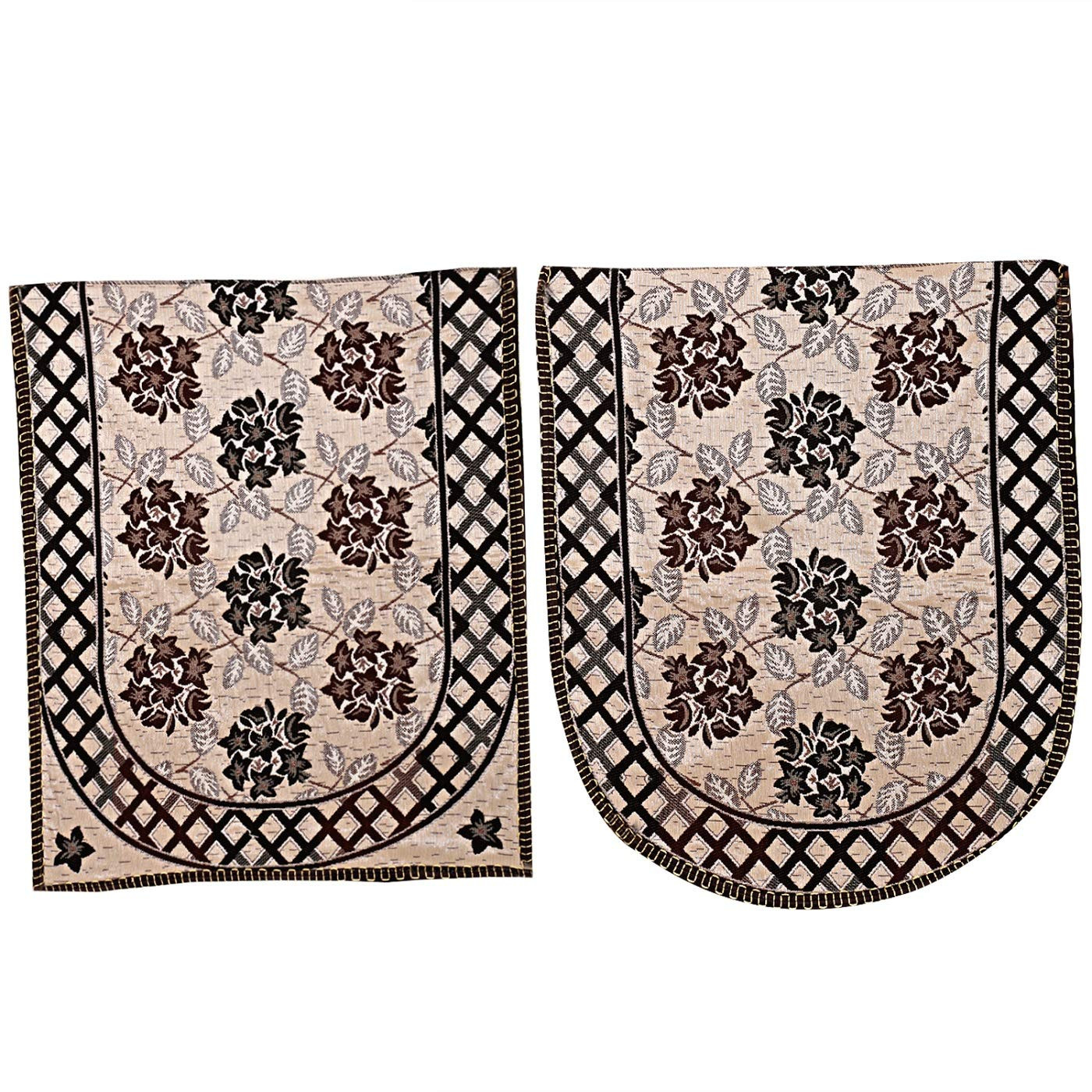 Kuber Industries Luxurious Cotton Flower Design 5 Seater Sofa Cover Set for Living Room (Gold)