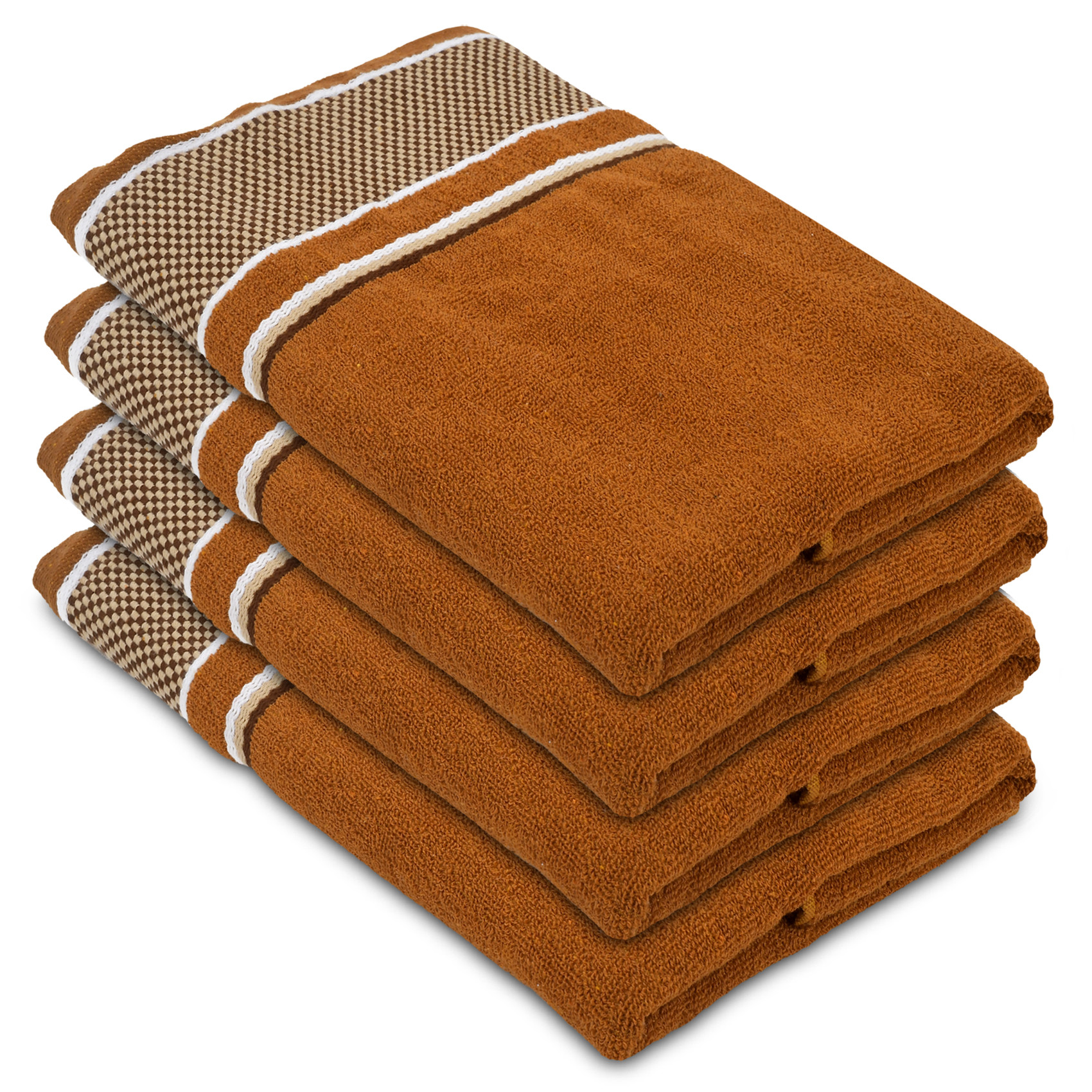 Kuber Industries Luxurious, Soft Cotton Bath Towel With Check Border, 30