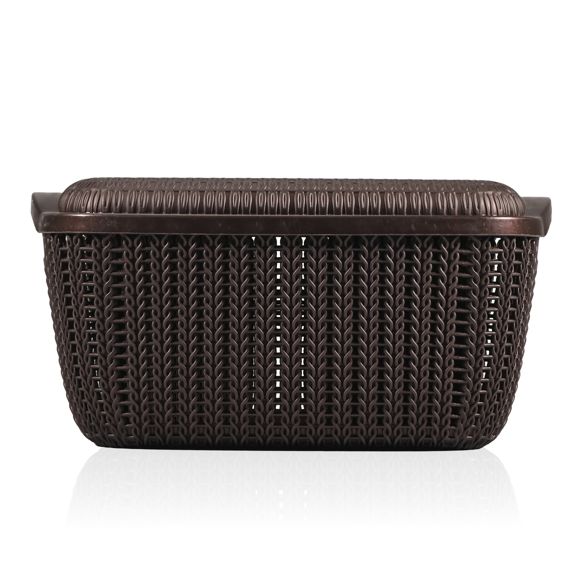 Kuber Industries M 25 Plastic Basket for Storage Vegetables and Fruits with Lid  Lightweight  Ventilated Cosmetics  Small Toiletries Basket for Bathroom and Home  Brown