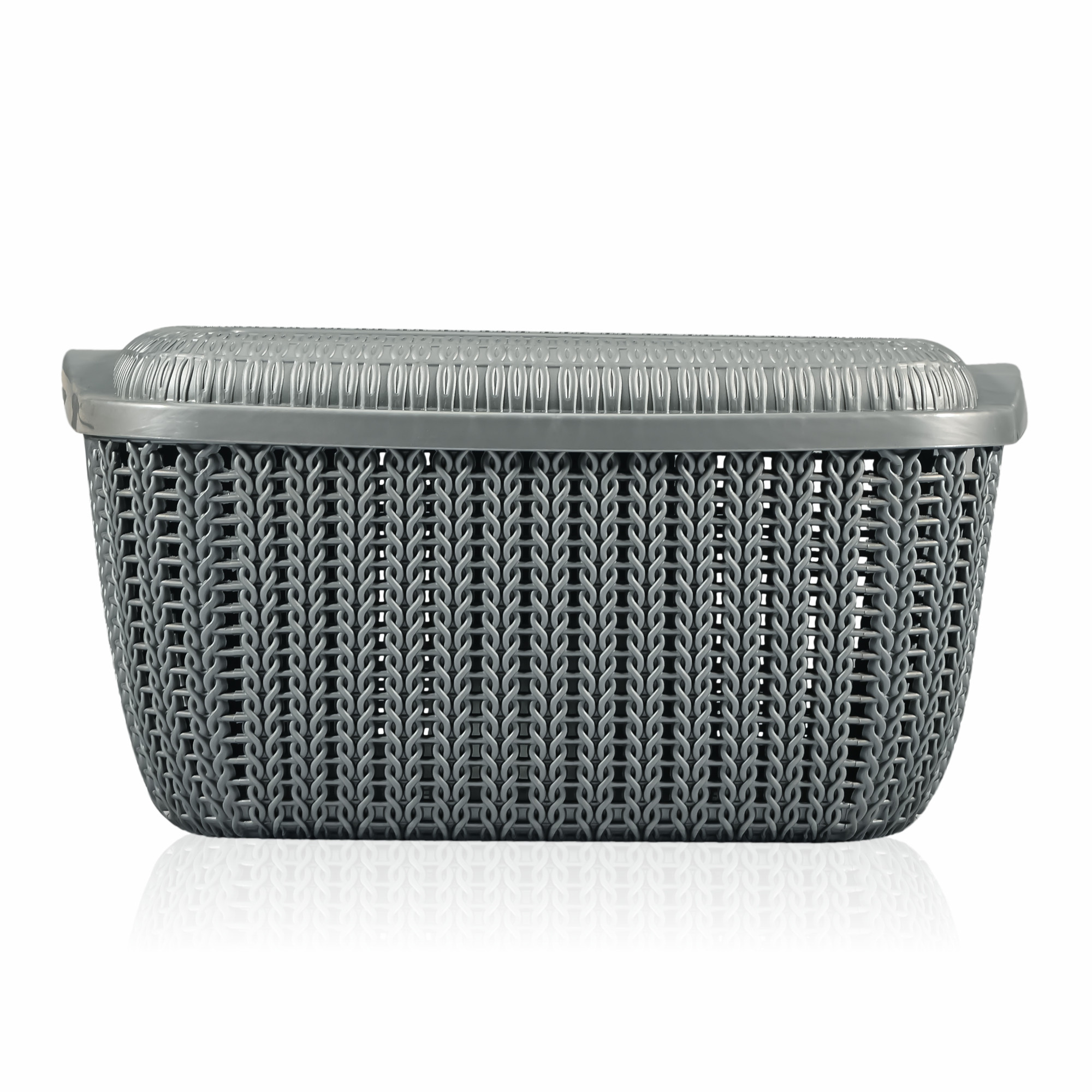 Kuber Industries M 25 Plastic Basket for Storage Vegetables and Fruits with Lid  Lightweight  Ventilated Cosmetics  Small Toiletries Basket for Bathroom and Home  Grey