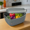 M 25 Plastic Basket for Storage Vegetables and Fruits with Lid | Lightweight &amp; Ventilated Cosmetics / Small Toiletries Basket for Bathroom and Home | Grey