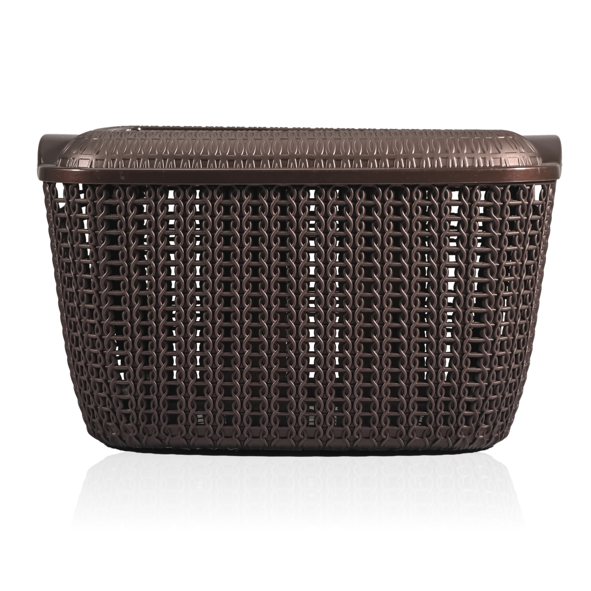 Kuber Industries M 30 Plastic Basket for Storage Vegetables and Fruits with Lid  Lightweight  Ventilated Cosmetics  Large Toiletries Basket for Bathroom and Home  Brown
