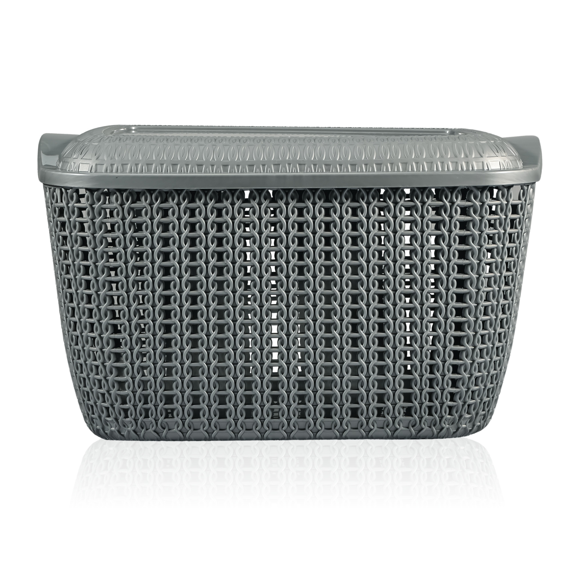 Kuber Industries M 30 Plastic Basket for Storage Vegetables and Fruits with Lid  Lightweight  Ventilated Cosmetics  Large Toiletries Basket for Bathroom and Home  Grey