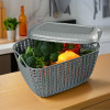 M 30 Plastic Basket for Storage Vegetables and Fruits with Lid | Lightweight & Ventilated Cosmetics / Large Toiletries Basket for Bathroom and Home | Grey
