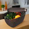 M 30 Plastic Basket for Storage Vegetables and Fruits with Lid | Lightweight &amp; Ventilated Cosmetics / Large Toiletries Basket for Bathroom and Home | Brown