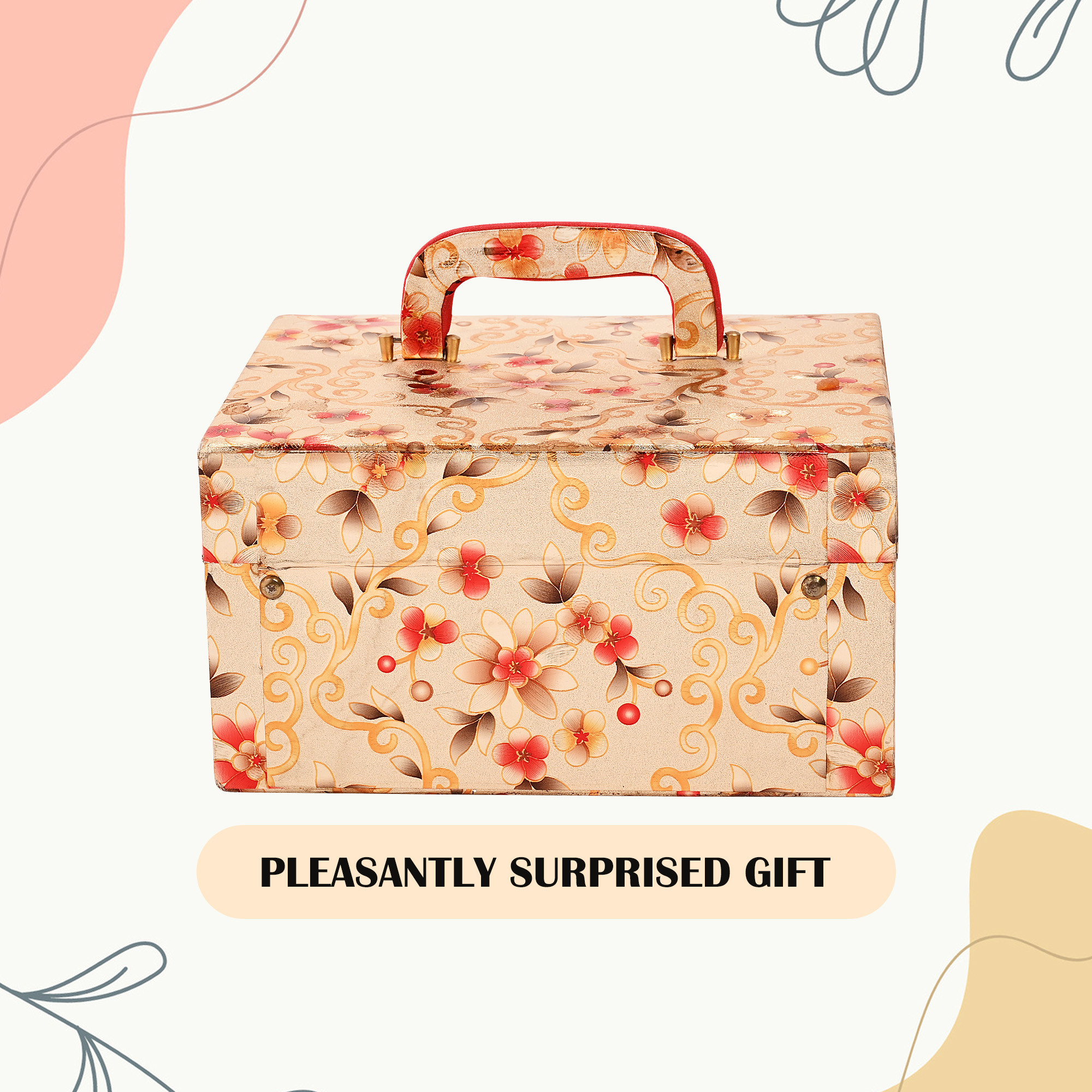 Kuber Industries Makeup Box  Vanity Box for Women  Makeup Organizer  Singardani for Women  Jewellery Storage Box  Box for Bangles Bracelets Printed Chapti Number Lock Golden