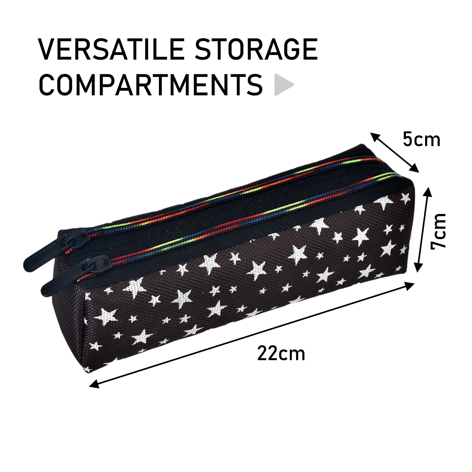 Kuber Industries Makeup Pouch | Rexine Cosmetic Pouch | Jewellery Utility Pouch | Toiletry Pouch for Girls | Travel Makeup Pouch for Girls | Storage Makeup Bag | Star Makeup Pouch |Black