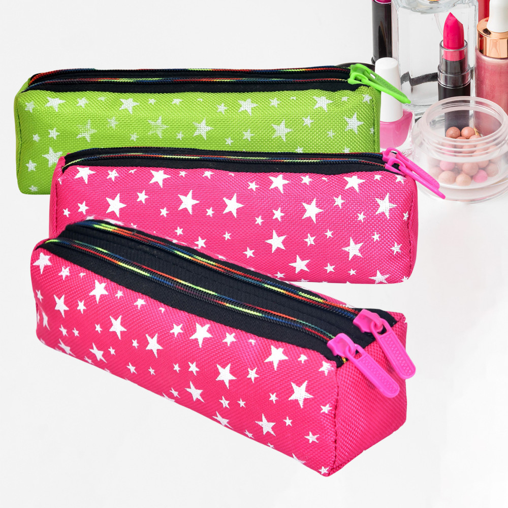 Kuber Industries Makeup Pouch | Rexine Cosmetic Pouch | Jewellery Utility Pouch | Toiletry Pouch for Girls | Travel Makeup Pouch for Girls | Storage Makeup Bag | Star Makeup Pouch | Pack of 3 | Multi
