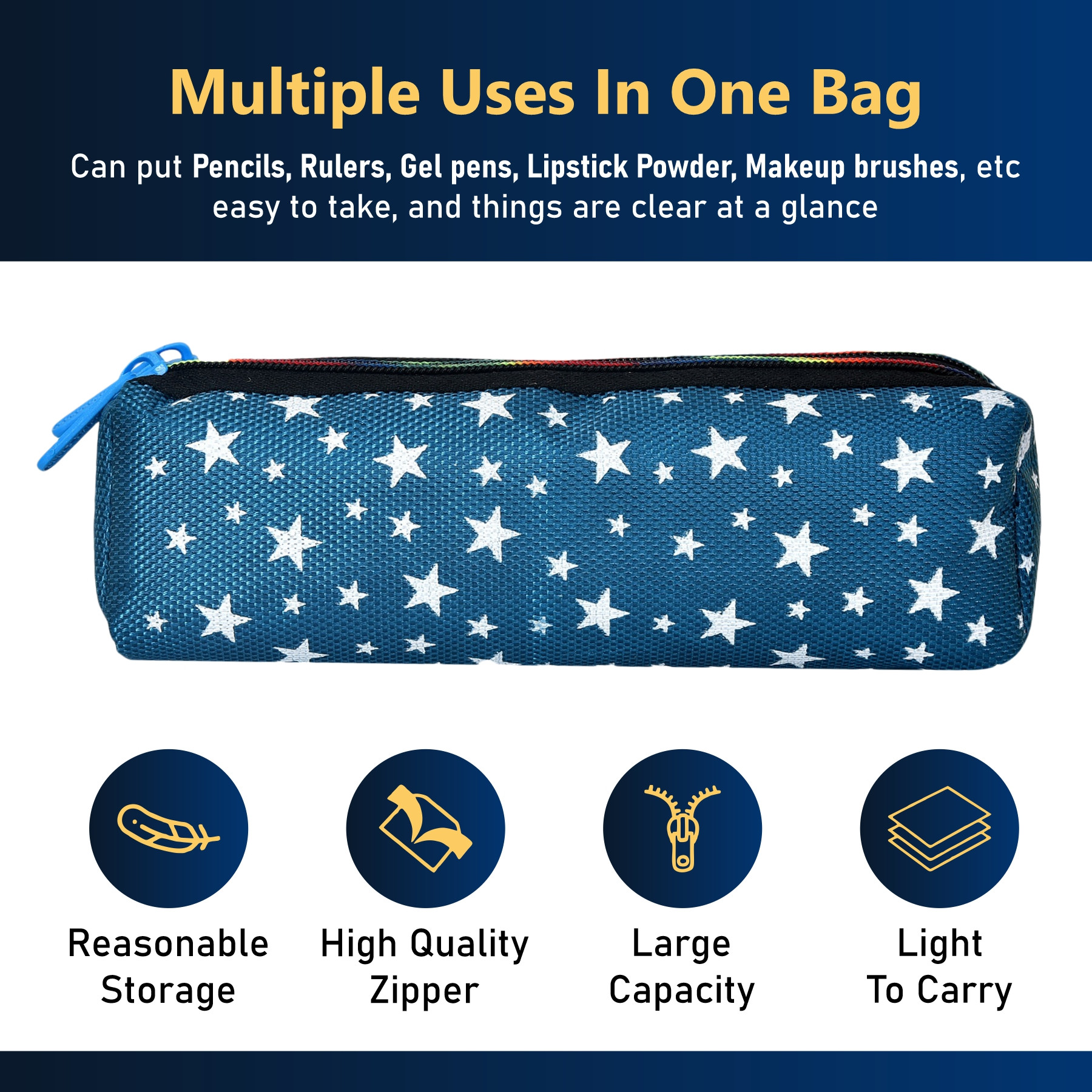 Kuber Industries Makeup Pouch | Rexine Cosmetic Pouch | Jewellery Utility Pouch | Toiletry Pouch for Girls | Travel Makeup Pouch for Girls | Storage Makeup Bag | Star Makeup Pouch | Pack of 4 | Multi