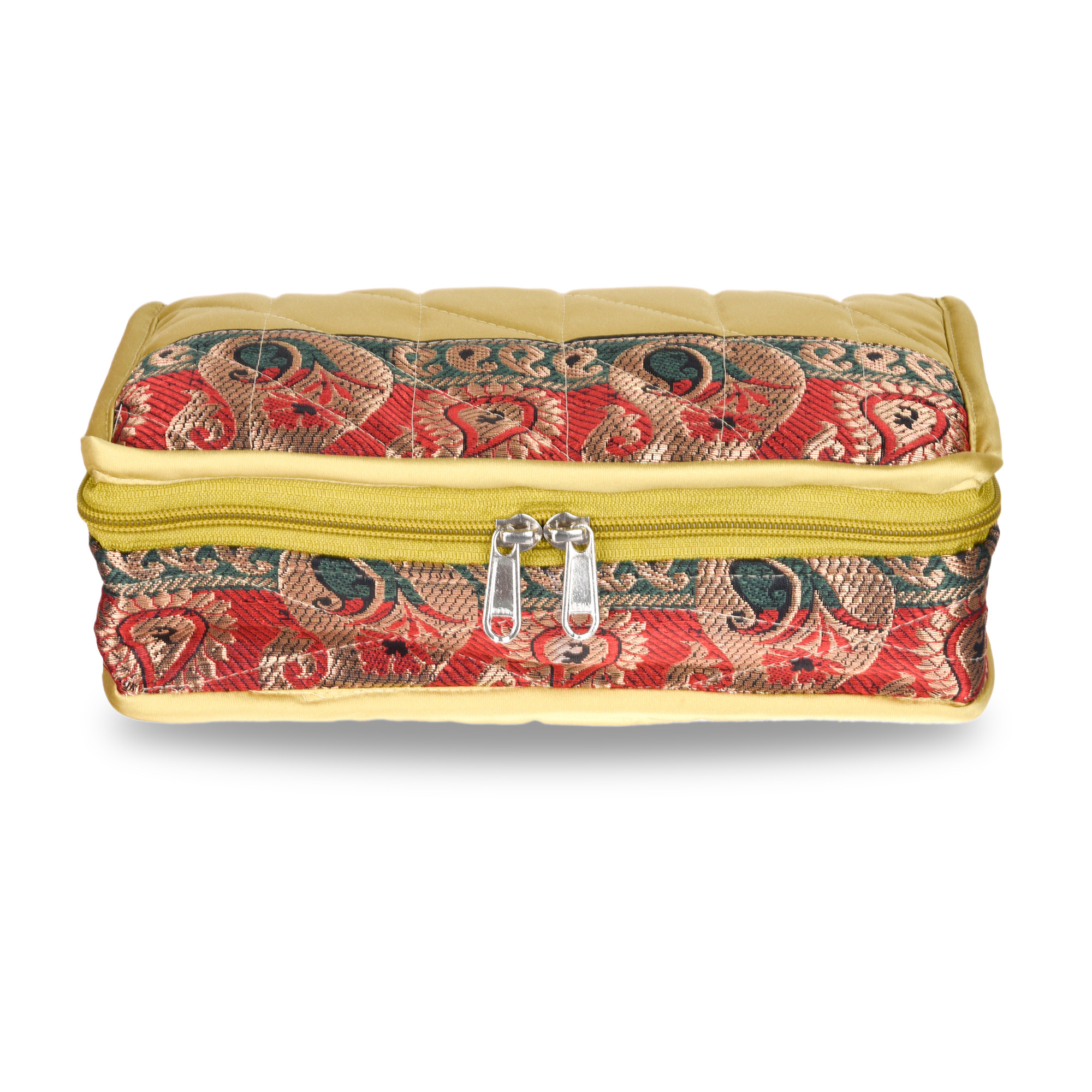 Kuber Industries Makeup Storage Bag  Cosmetic Kit for Travel  Vanity Organizer for Woman  Gifting Locker Kit  4 Pouch Makeup Kit  Gota-Lace Makeup Kit  Golden