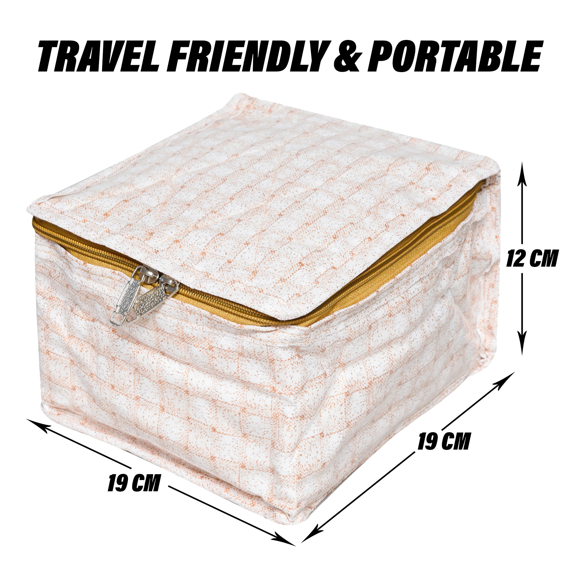 Kuber Industries Makeup Storage Bag | Locker Makeup Kit | Cosmetic Kit for Travel | Makeup Kit for Woman | 10 Detachable Pouch | Check Jewellery Organizer | Small | Golden