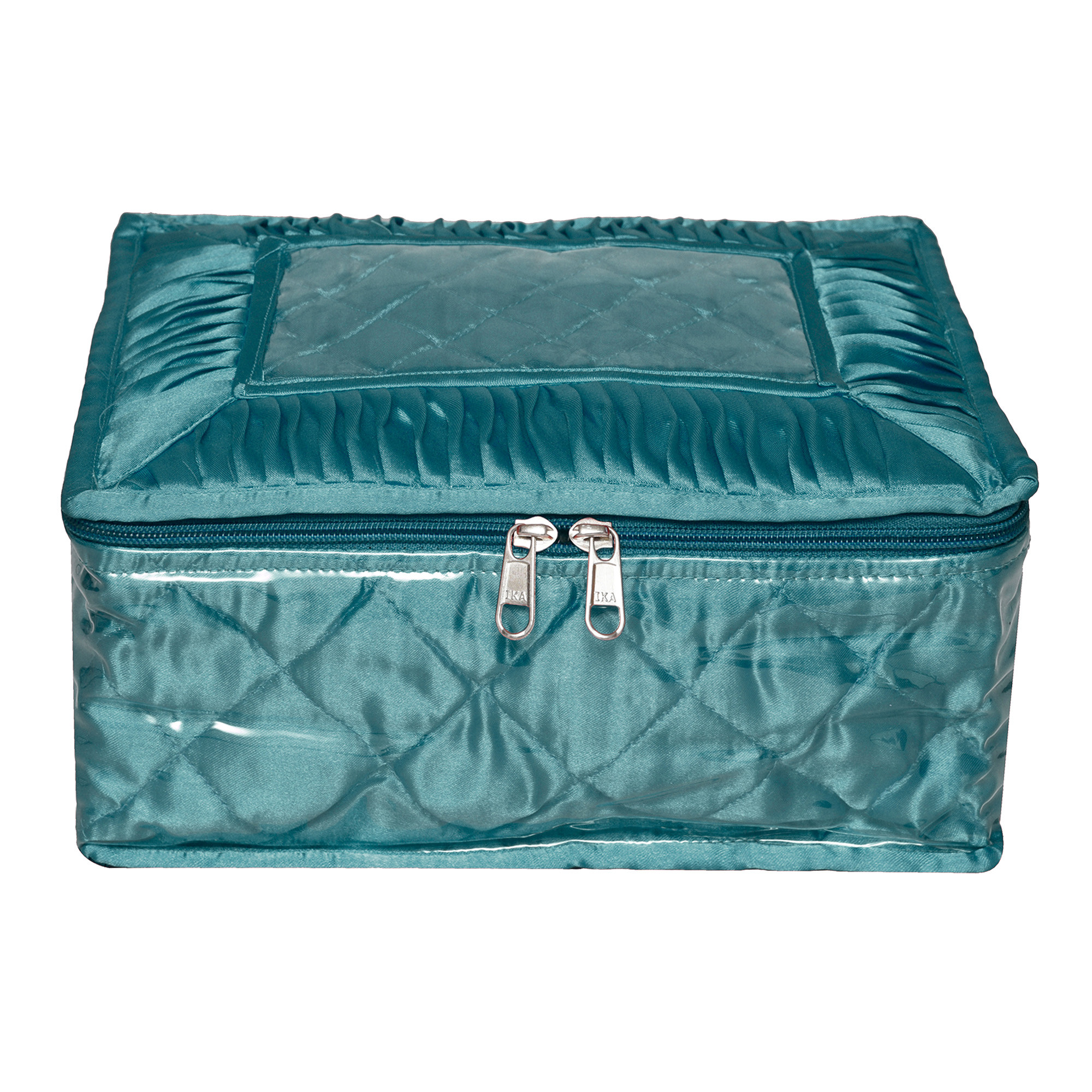 Kuber Industries Makeup Storage Bag  Vanity Organizer  Locker Makeup Kit  Cosmetic Organizer for Travel  Makeup Kit for Woman  12 Detachable Pouch  Frill Jewellery Organizer  Green