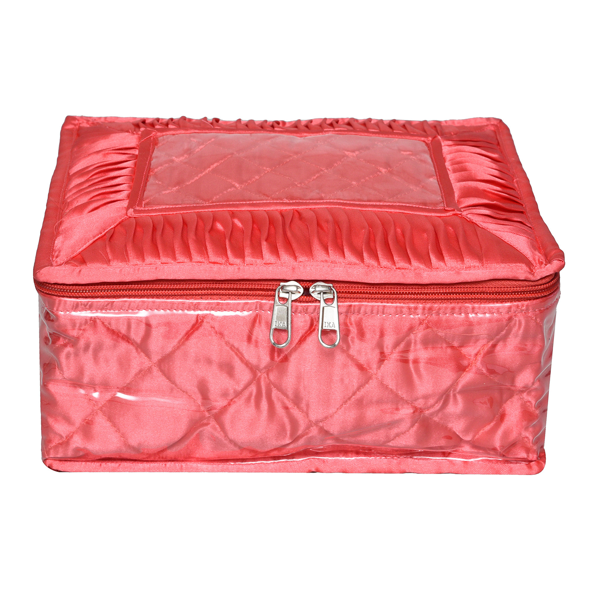 Kuber Industries Makeup Storage Bag  Vanity Organizer  Locker Makeup Kit  Cosmetic Organizer for Travel  Makeup Kit for Woman  12 Detachable Pouch  Frill Jewellery Organizer  Peach