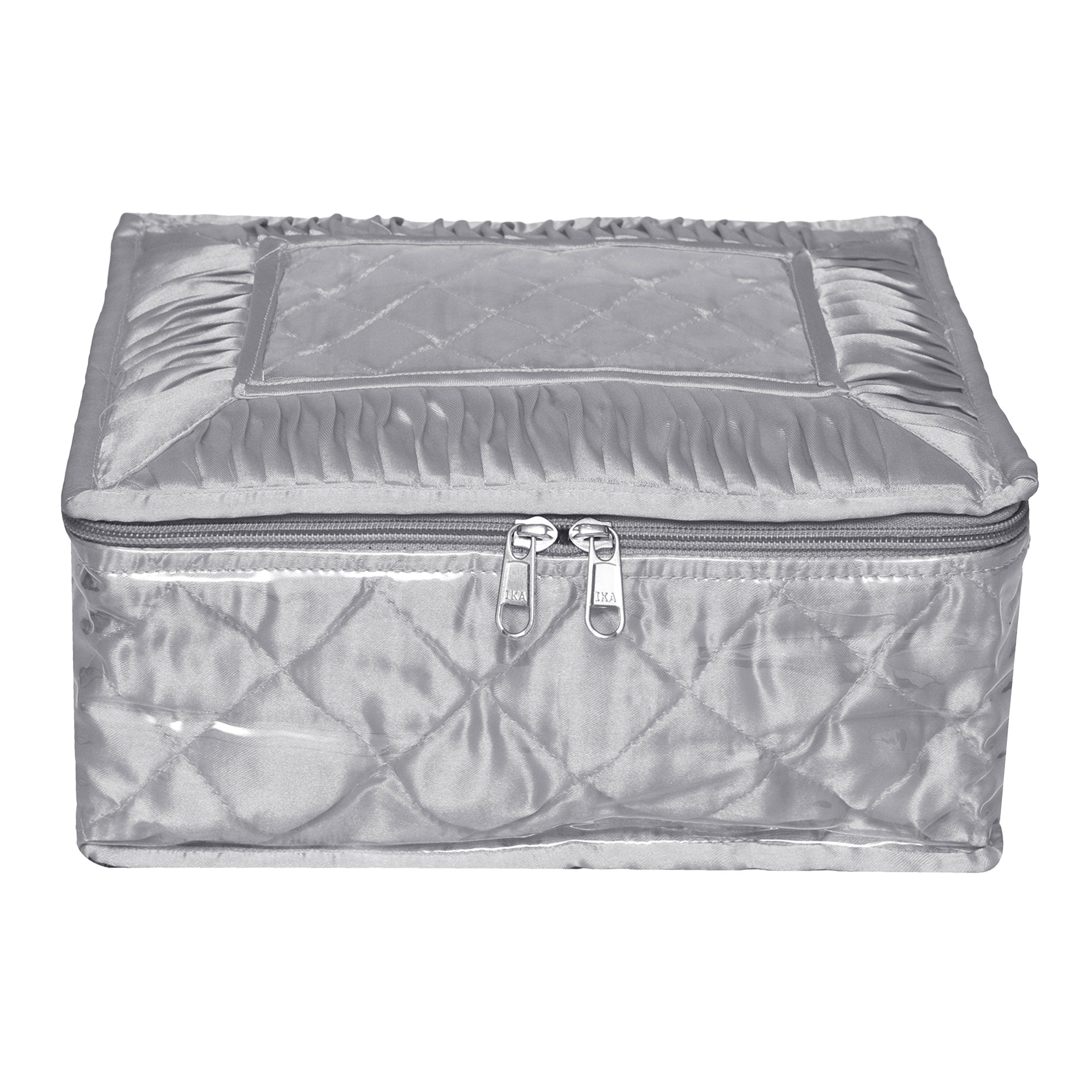 Kuber Industries Makeup Storage Bag  Vanity Organizer  Locker Makeup Kit  Cosmetic Organizer for Travel  Makeup Kit for Woman  12 Detachable Pouch  Frill Jewellery Organizer  Gray