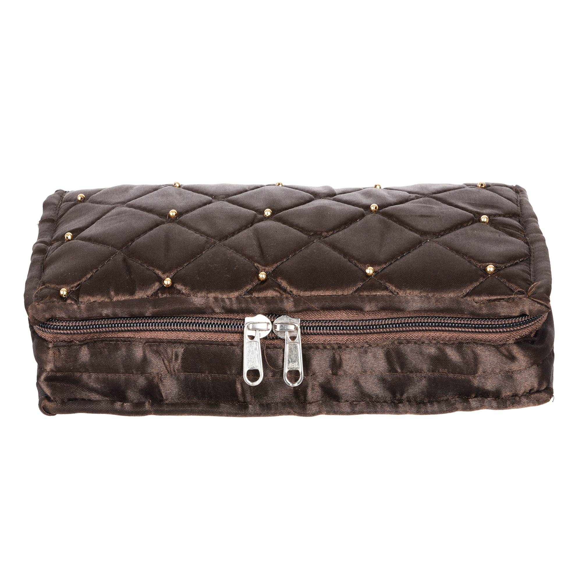 Kuber Industries Makeup Storage Bag  Vanity Organizer  Makeup Pouch  Pendant Organizer  Cosmetic Kit for Travel  6 Pouch Organizer  Moti Jewellery Organizer  Large  Brown