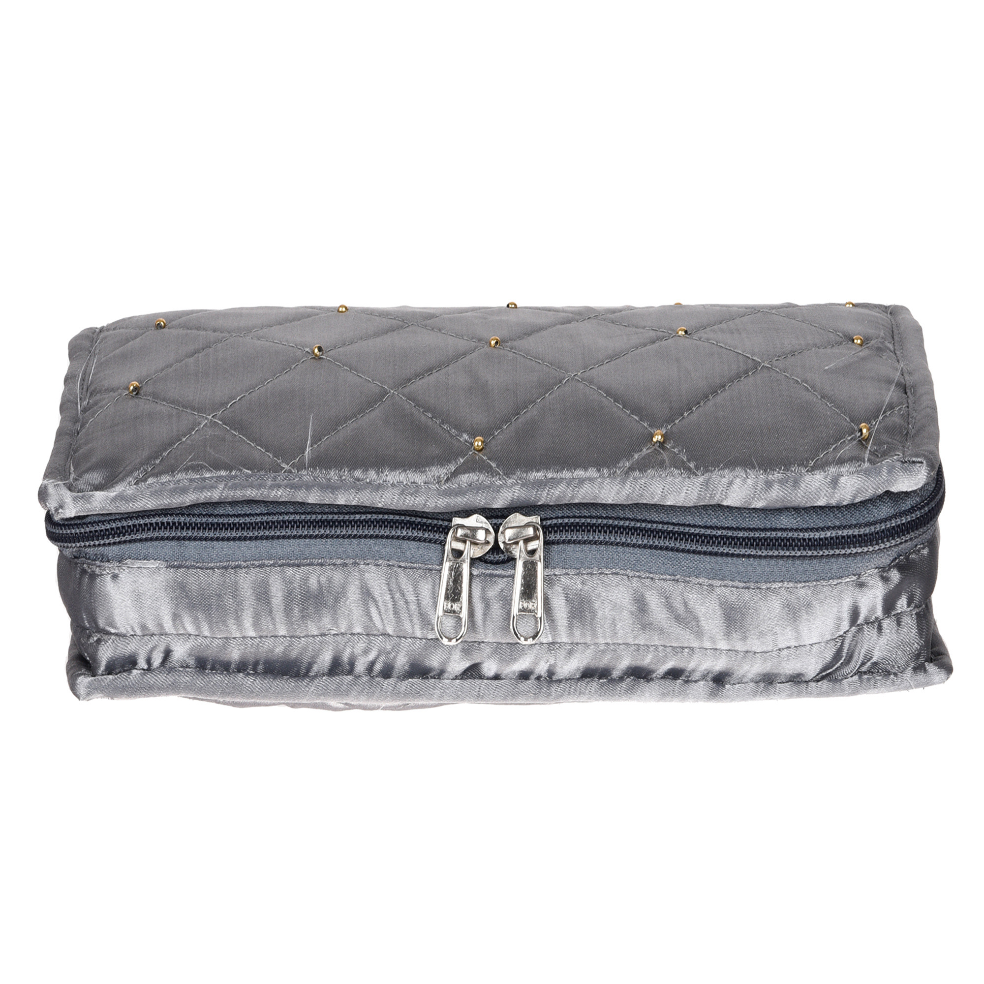 Kuber Industries Makeup Storage Bag  Vanity Organizer  Makeup Pouch  Pendant Organizer  Cosmetic Kit for Travel  6 Pouch Organizer  Moti Jewellery Organizer  Large  Gray