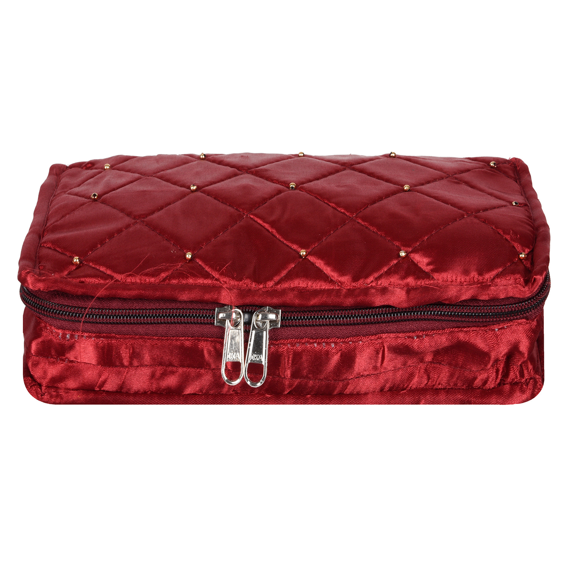 Kuber Industries Makeup Storage Bag  Vanity Organizer  Makeup Pouch  Pendant Organizer  Cosmetic Kit for Travel  6 Pouch Organizer  Moti Jewellery Organizer  Large  Maroon