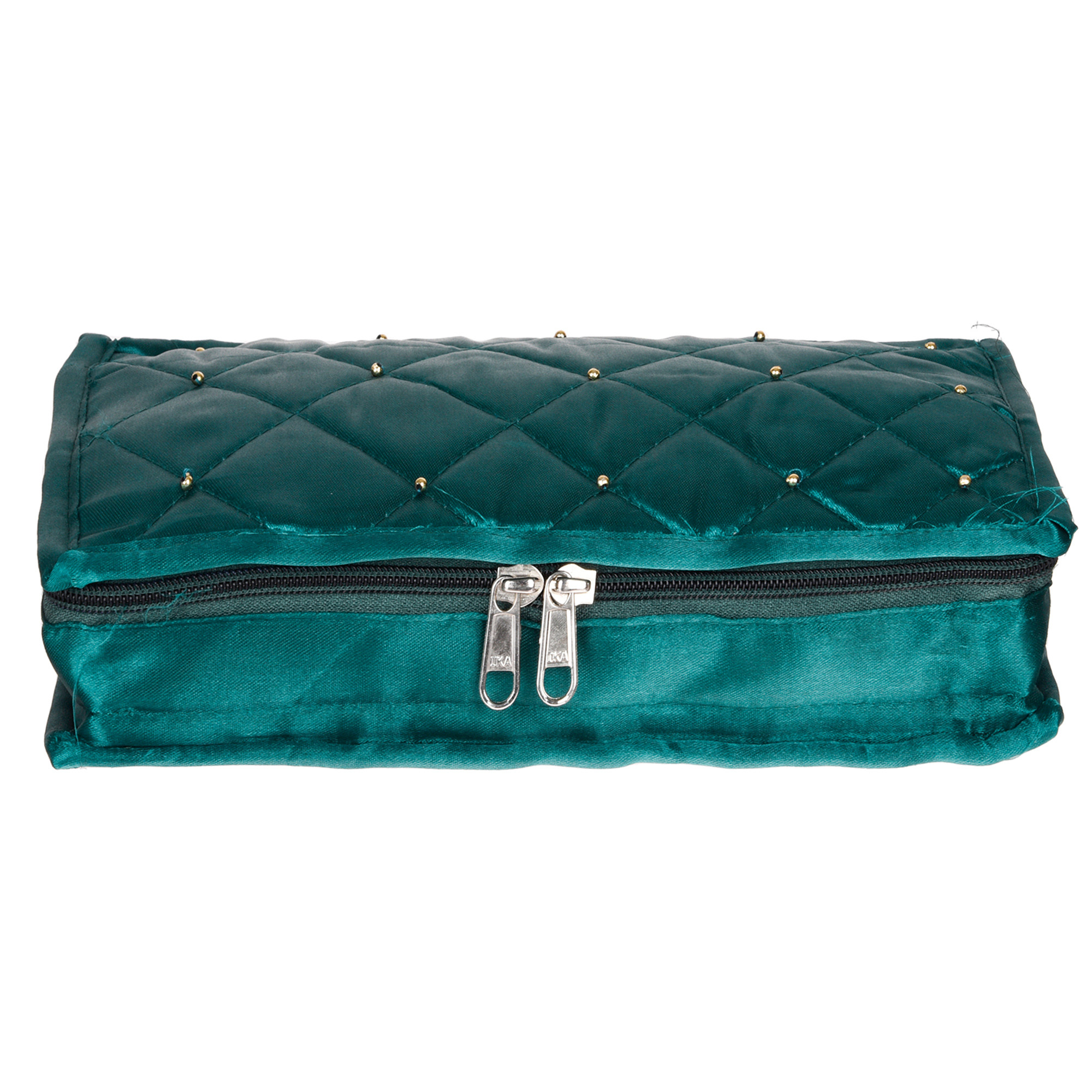 Kuber Industries Makeup Storage Bag  Vanity Organizer  Makeup Pouch  Pendant Organizer  Cosmetic Kit for Travel  6 Pouch Organizer  Moti Jewellery Organizer  Large  Green