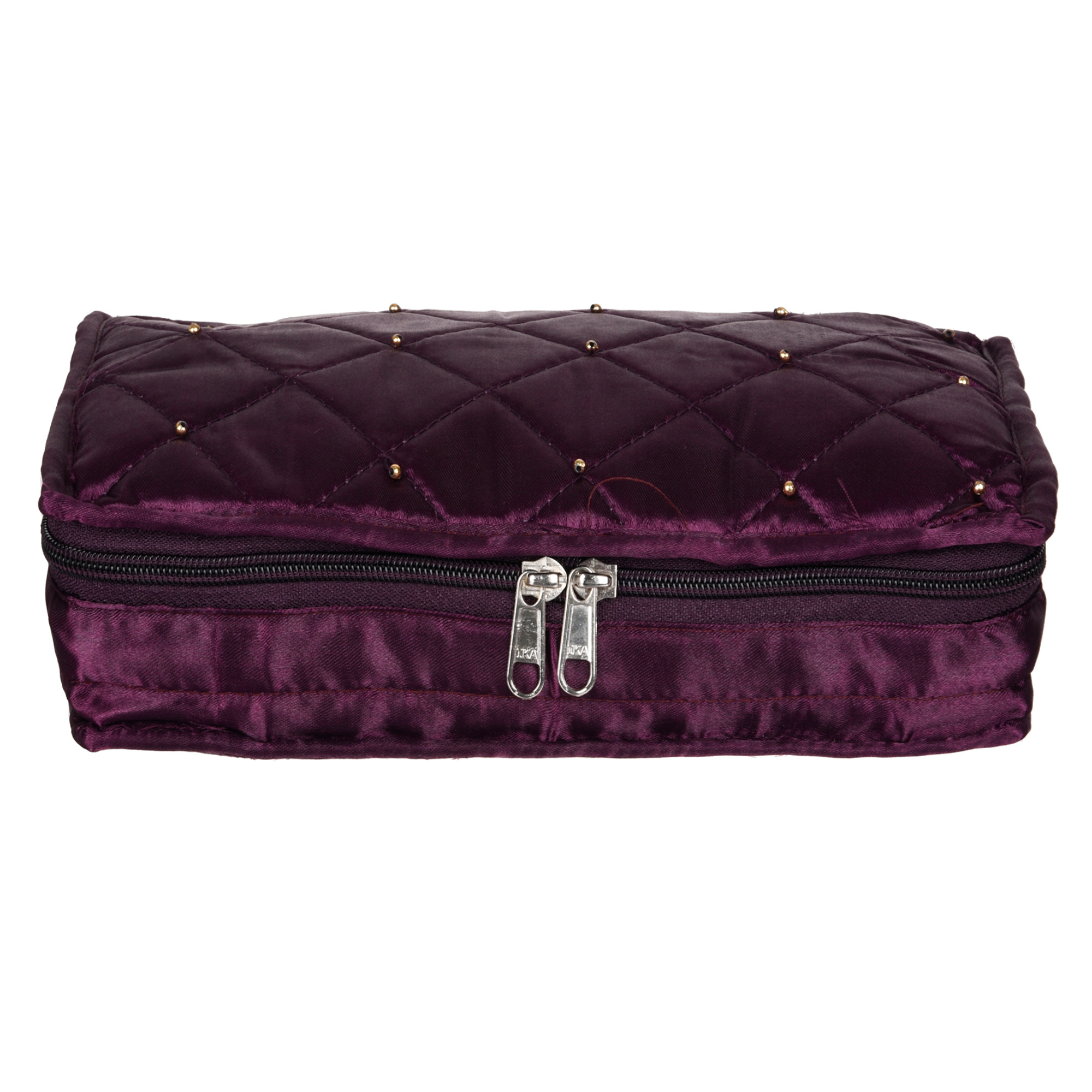 Kuber Industries Makeup Storage Bag | Vanity Organizer | Makeup Pouch | Pendant Organizer | Cosmetic Kit for Travel | 6 Pouch Organizer | Moti Jewellery Organizer | Large | Purple