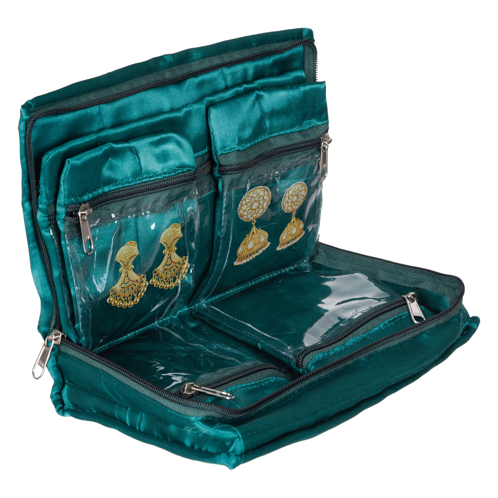 Kuber Industries Makeup Storage Bag | Vanity Organizer | Makeup Pouch | Pendant Organizer | Cosmetic Kit for Travel | 6 Pouch Organizer | Moti Jewellery Organizer | Large | Pack of 2 | Multi