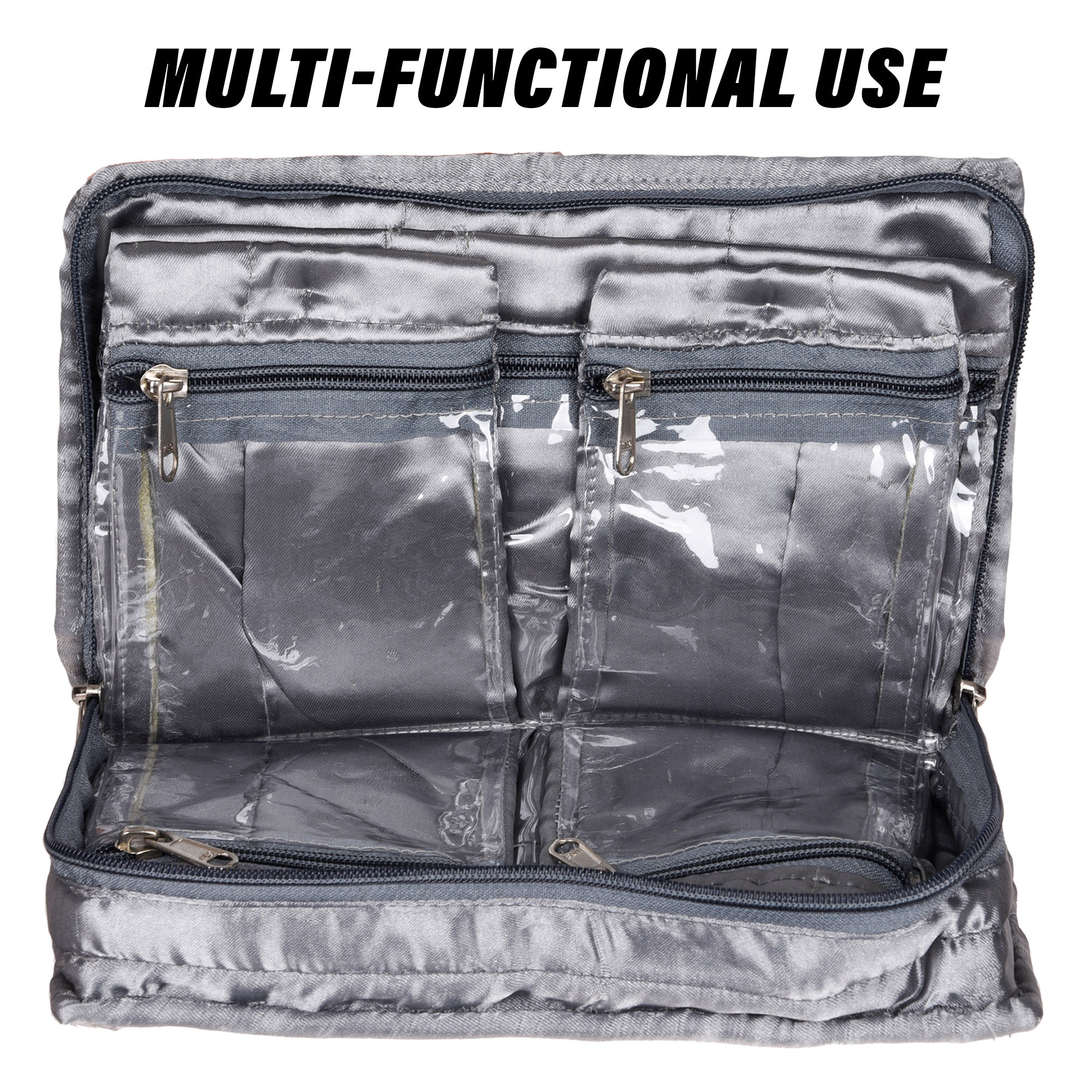 Kuber Industries Makeup Storage Bag | Vanity Organizer | Makeup Pouch | Pendant Organizer | Cosmetic Kit for Travel | 6 Pouch Organizer | Moti Jewellery Organizer | Large | Pack of 2 | Multi