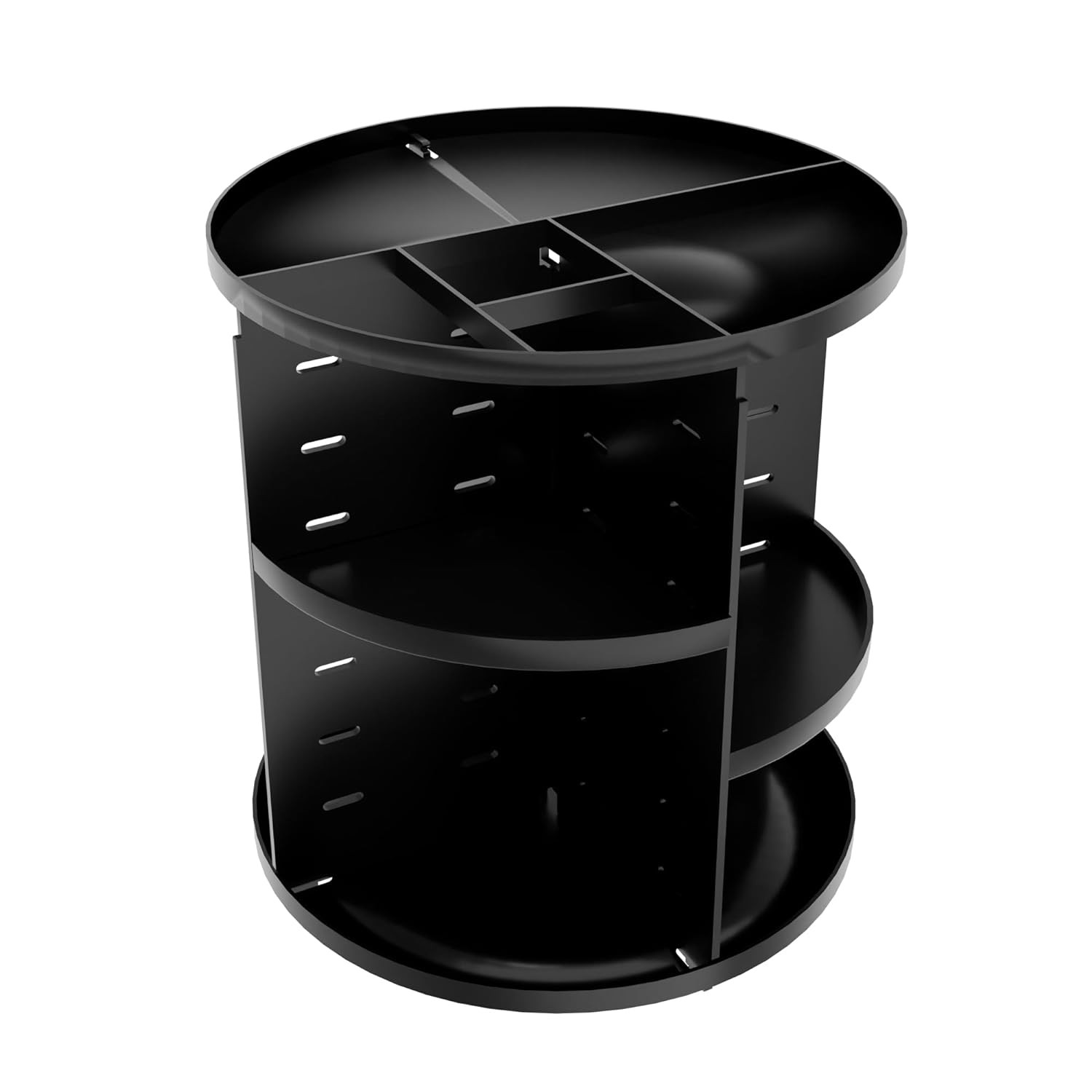 Kuber Industries Makeup Storage Organizer  Cosmetic Organizer Box for Dressing Table  360 Rotating Makeup Organizer Tray  Vanity Countertop Box  Desk Organizer  Black