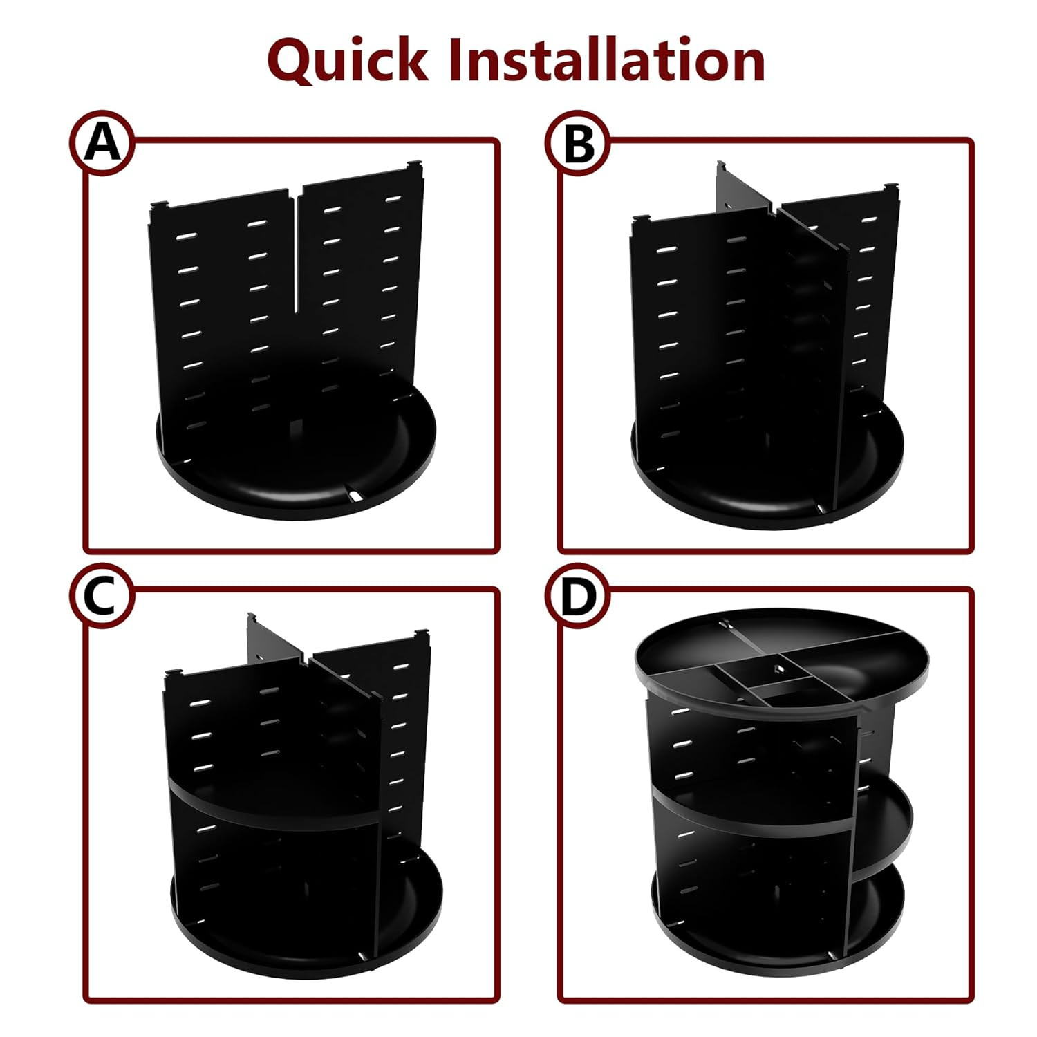 Kuber Industries Makeup Storage Organizer  Cosmetic Organizer Box for Dressing Table  360 Rotating Makeup Organizer Tray  Vanity Countertop Box  Desk Organizer  Black
