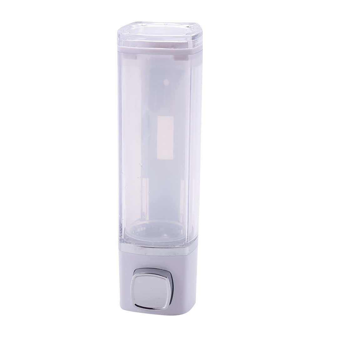 Kuber Industries Manual Shampoo & Soap Dispenser | Wall Mounted | Soap Dispenser for Kitchen & Bathroom | Refillable, Lightweight & Durable | Easy to Clean | White Color
