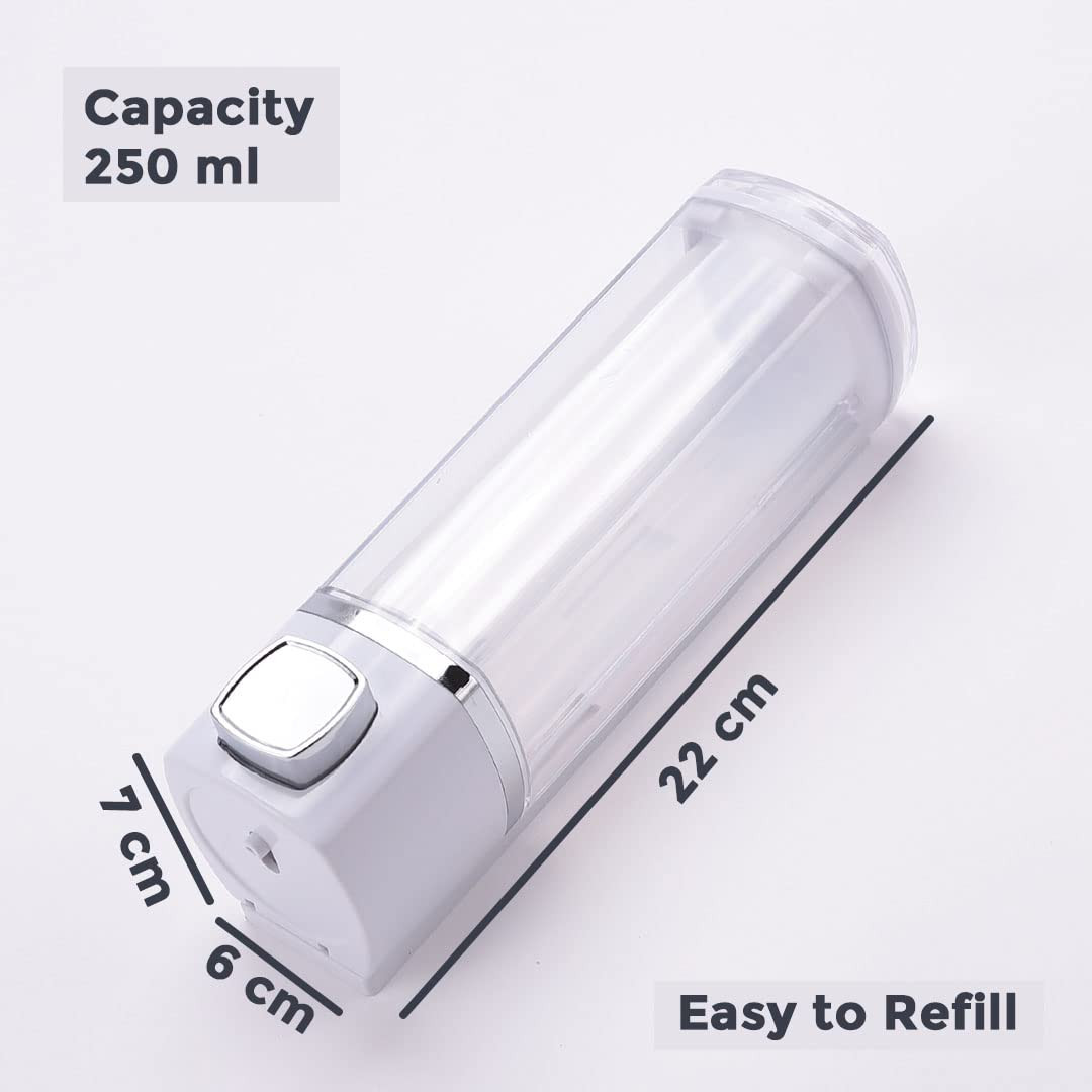 Kuber Industries Manual Shampoo & Soap Dispenser | Wall Mounted | Soap Dispenser for Kitchen & Bathroom | Refillable, Lightweight & Durable | Easy to Clean | White Color