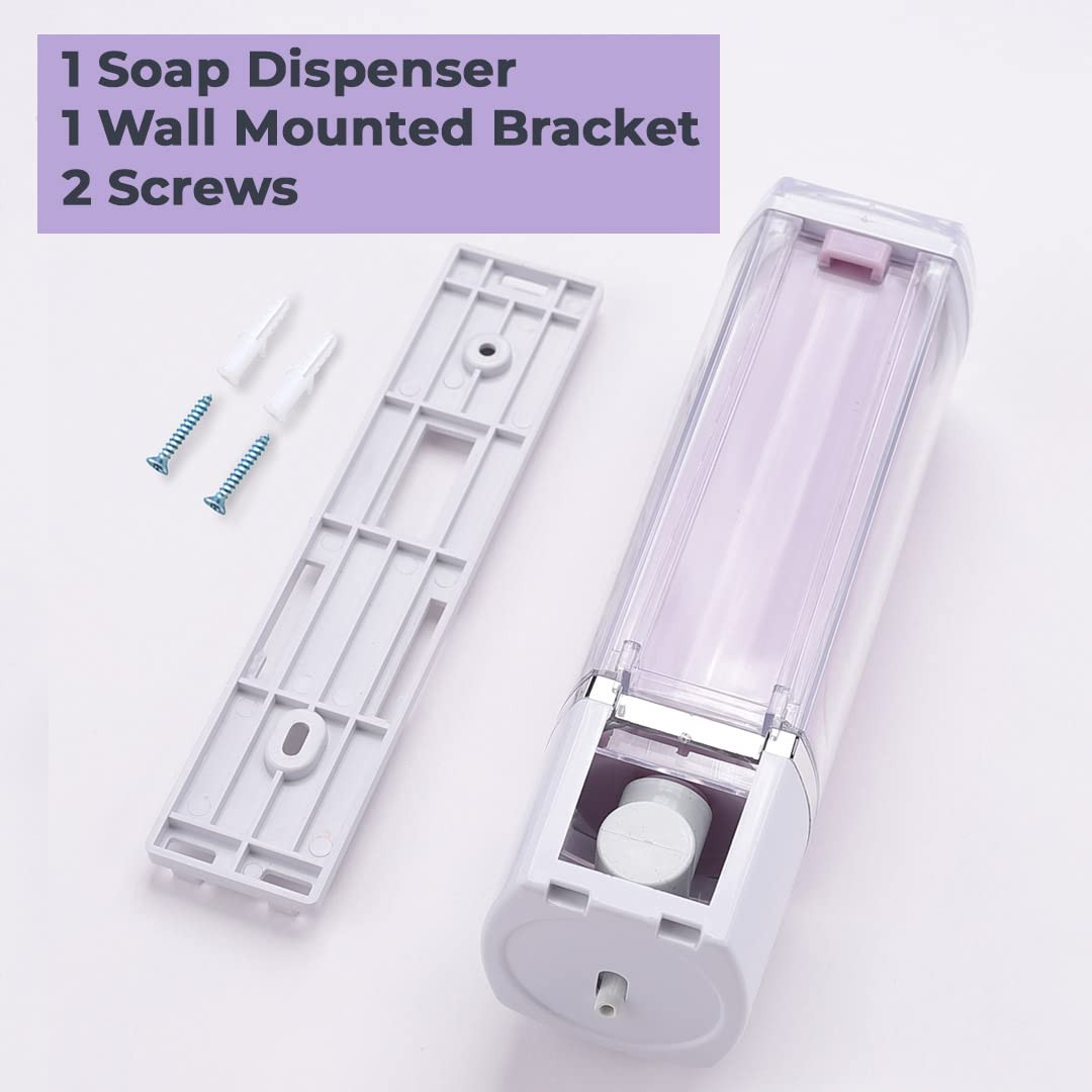 Kuber Industries Manual Shampoo & Soap Dispenser | Wall Mounted | Soap Dispenser for Kitchen & Bathroom | Refillable, Lightweight & Durable | Easy to Clean | Purple Color