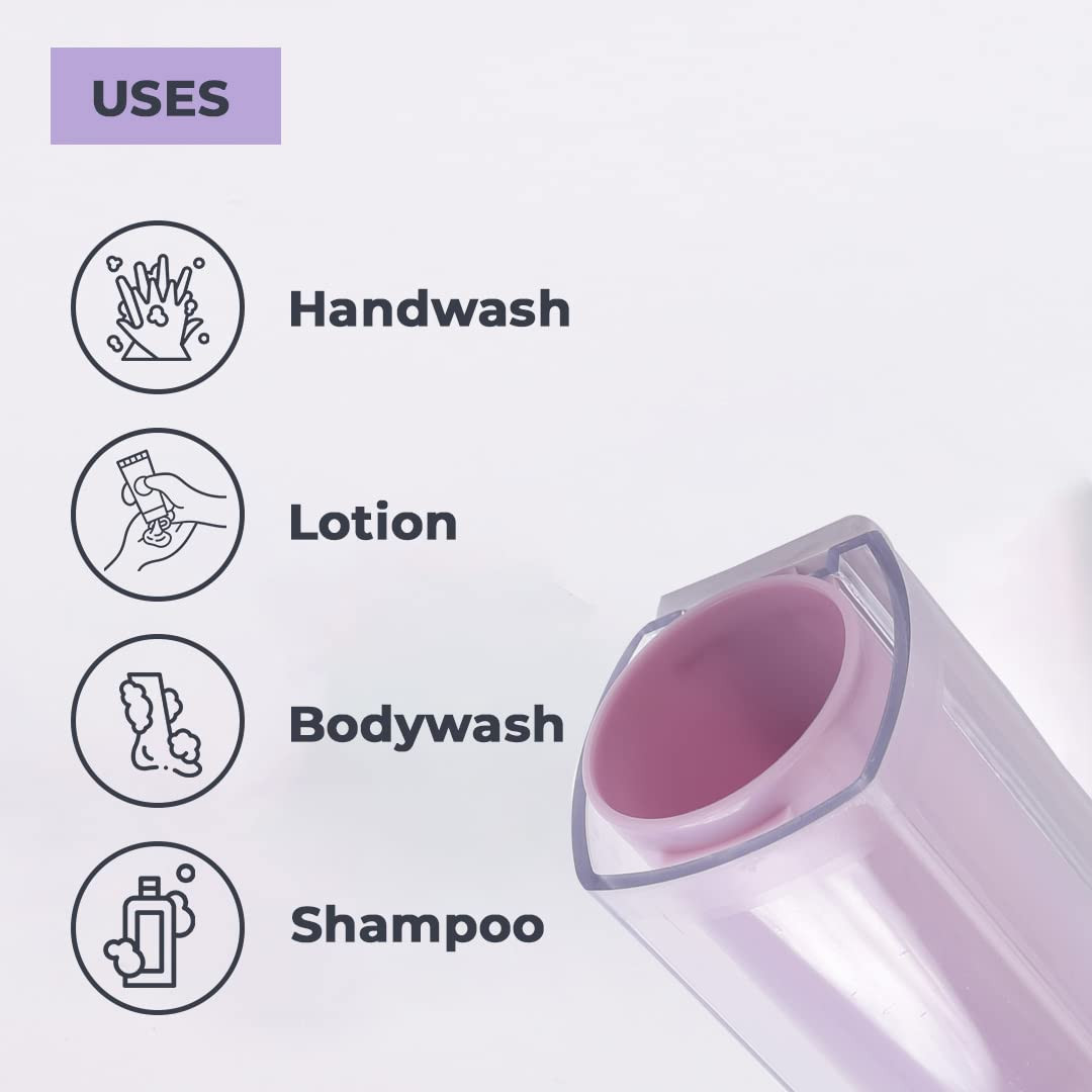 Kuber Industries Manual Shampoo & Soap Dispenser | Wall Mounted | Soap Dispenser for Kitchen & Bathroom | Refillable, Lightweight & Durable | Easy to Clean | Purple Color