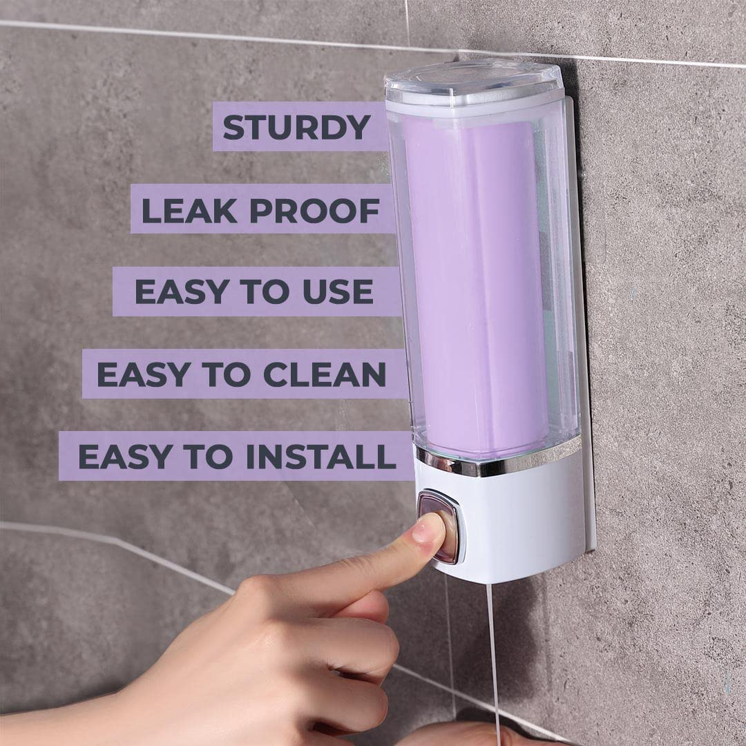 Kuber Industries Manual Shampoo & Soap Dispenser | Wall Mounted | Soap Dispenser for Kitchen & Bathroom | Refillable, Lightweight & Durable | Easy to Clean | Purple Color