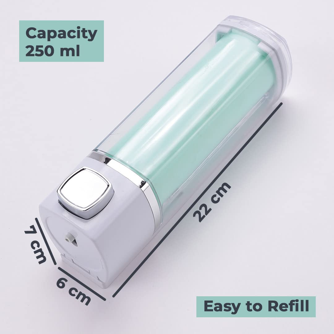 Kuber Industries Manual Shampoo & Soap Dispenser | Wall Mounted | Soap Dispenser for Kitchen & Bathroom | Refillable, Lightweight & Durable | Easy to Clean | Green Color