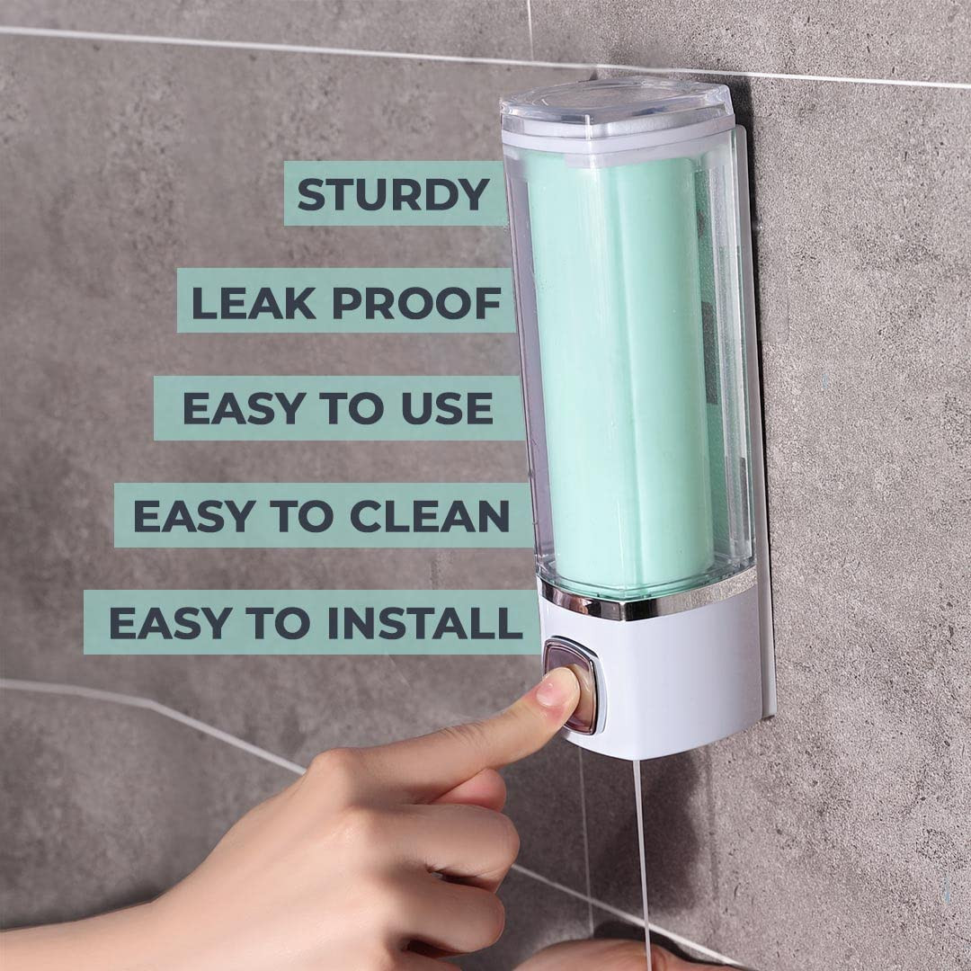 Kuber Industries Manual Shampoo & Soap Dispenser | Wall Mounted | Soap Dispenser for Kitchen & Bathroom | Refillable, Lightweight & Durable | Easy to Clean | Green Color