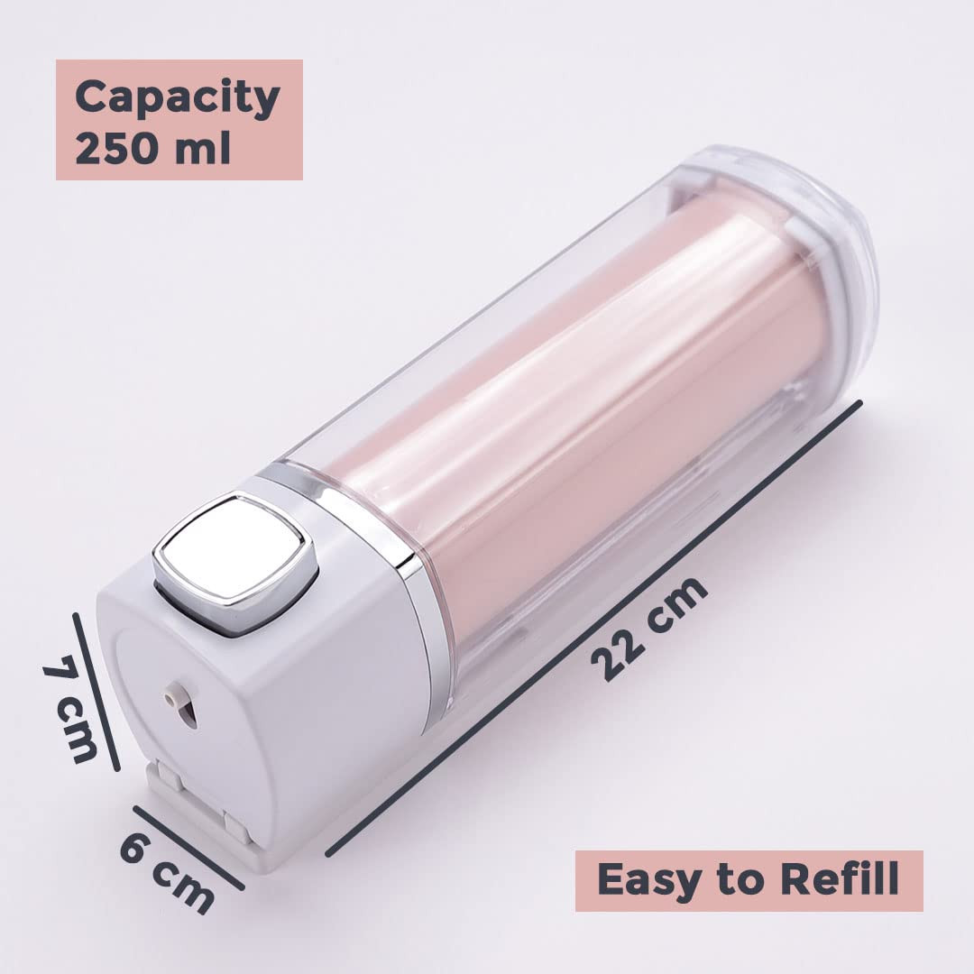 Kuber Industries Manual Shampoo & Soap Dispenser | Wall Mounted | Soap Dispenser for Kitchen & Bathroom | Refillable, Lightweight & Durable | Easy to Clean | Pink Color