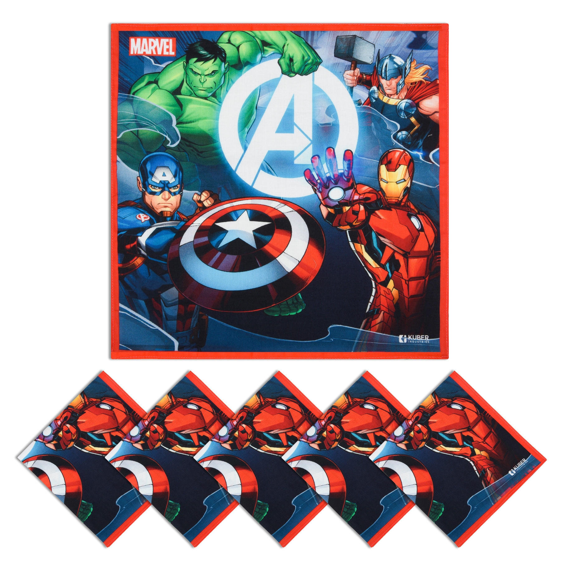 Kuber Industries Marvel Avenger Team Handkerchiefs | Cotton Handkerchiefs for Boys | Handkerchiefs for Girls | Rumal for Boys & Girls | Hankies for Gifting |Multicolor
