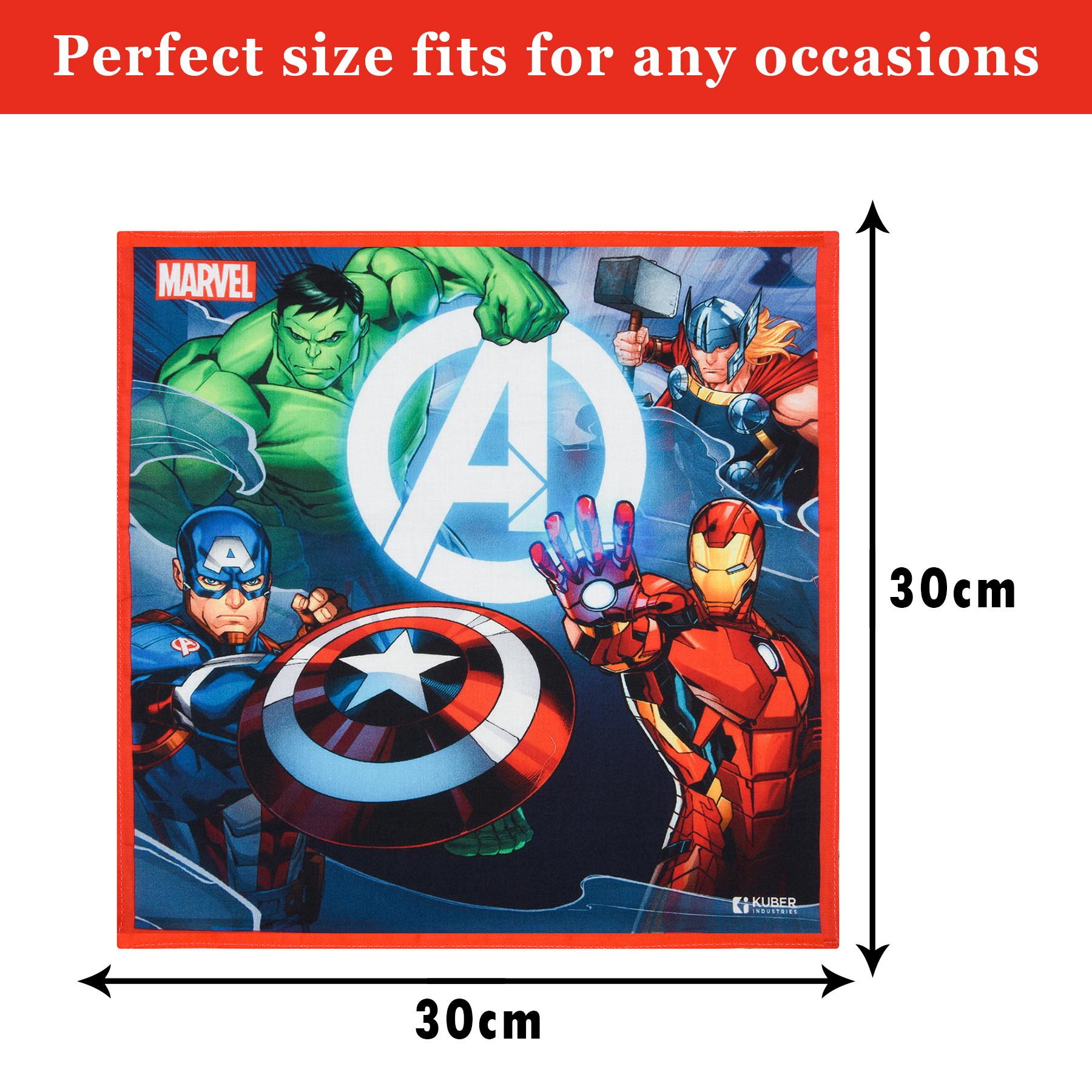 Kuber Industries Marvel Avenger Team Handkerchiefs | Cotton Handkerchiefs for Boys | Handkerchiefs for Girls | Rumal for Boys & Girls | Hankies for Gifting |Multicolor