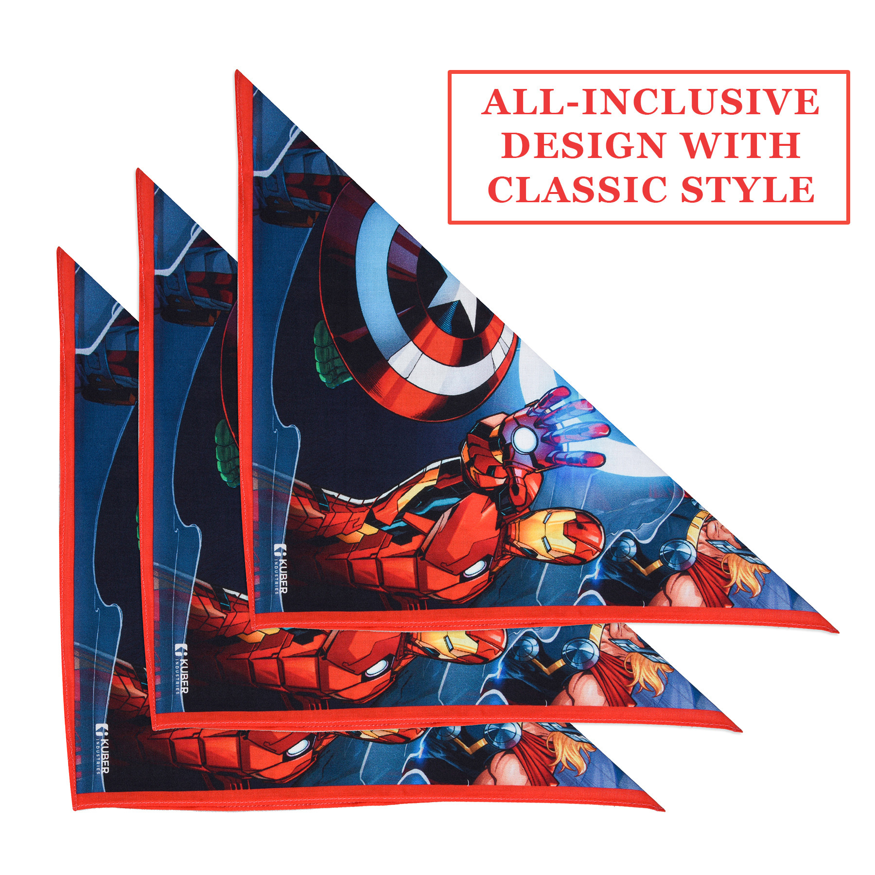 Kuber Industries Marvel Avenger Team Handkerchiefs | Cotton Handkerchiefs for Boys | Handkerchiefs for Girls | Rumal for Boys & Girls | Hankies for Gifting |Multicolor