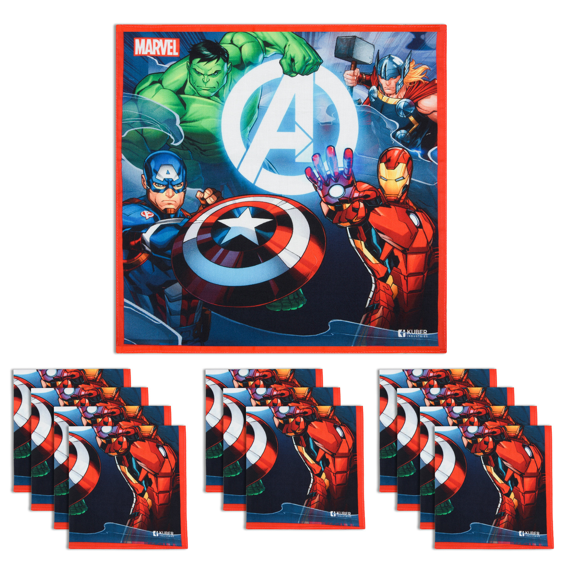 Kuber Industries Marvel Avenger Team Handkerchiefs | Cotton Handkerchiefs for Boys | Handkerchiefs for Girls | Rumal for Boys & Girls | Hankies for Gifting |Multicolor