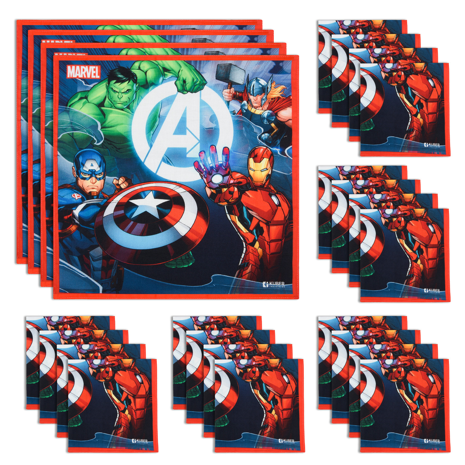 Kuber Industries Marvel Avenger Team Handkerchiefs | Cotton Handkerchiefs for Boys | Handkerchiefs for Girls | Rumal for Boys & Girls | Hankies for Gifting |Multicolor