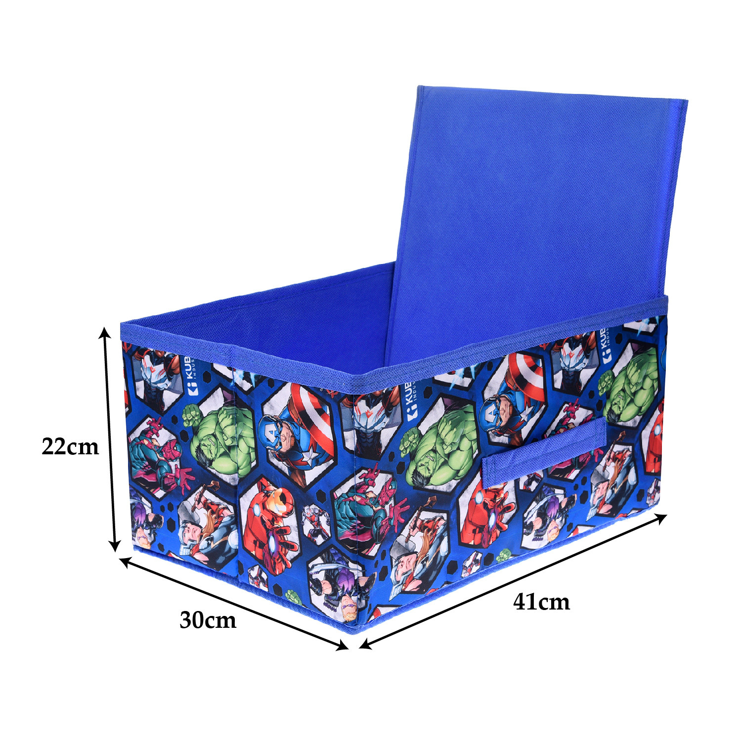 Kuber Industries Marvel Avengers Foldable Storage Box|Non-Woven Rectangular Closet Organizer Box with Handle|Wardrobe Organizer for Clothes|Toys (Blue)
