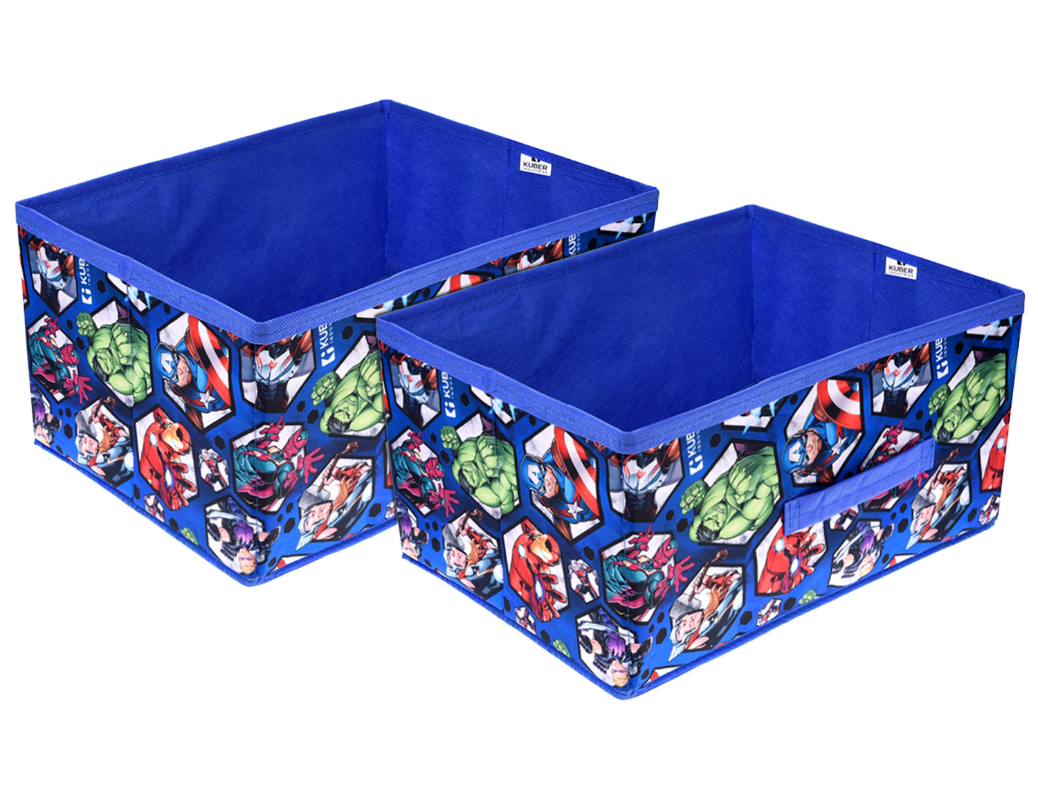 Kuber Industries Marvel Avengers Foldable Storage Box|Non-Woven Rectangular Closet Organizer Box with Handle|Wardrobe Organizer for Clothes|Toys (Blue)