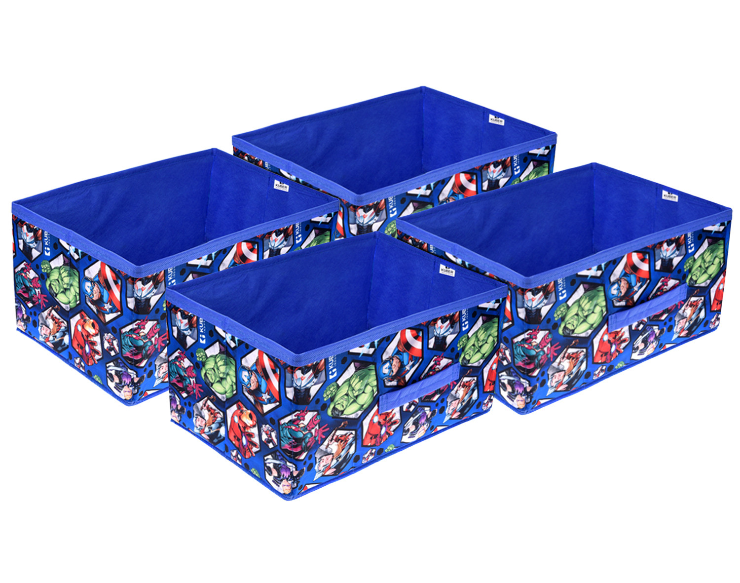 Kuber Industries Marvel Avengers Foldable Storage Box|Non-Woven Rectangular Closet Organizer Box with Handle|Wardrobe Organizer for Clothes|Toys (Blue)