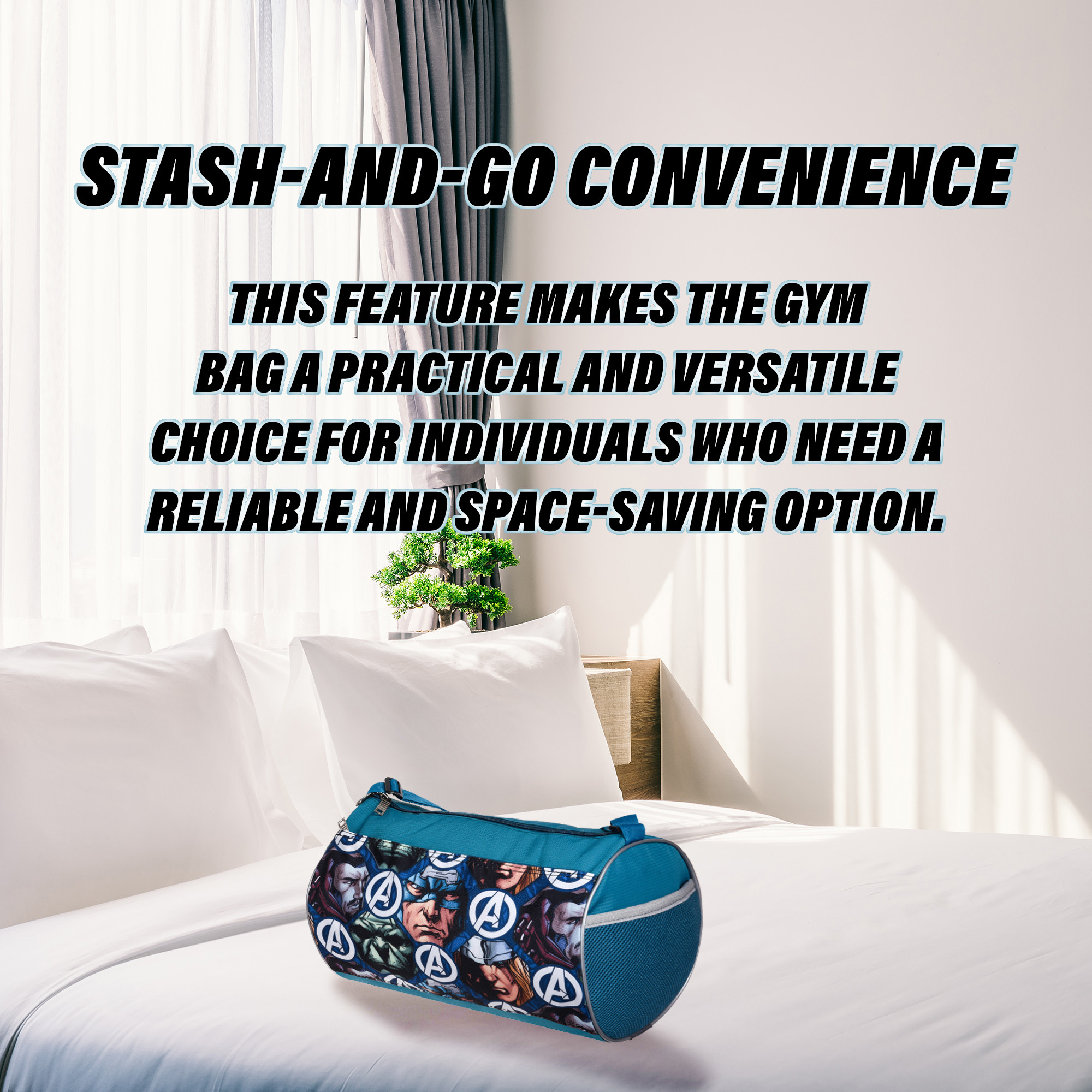 Kuber Industries Marvel Avengers Gym Bag  Polyester Duffle Bag for Travel  Sport Fitness Bag  Yoga Sport Bag  Sports Gym Bags  Travel Handbag  Handbag for Men  Blue