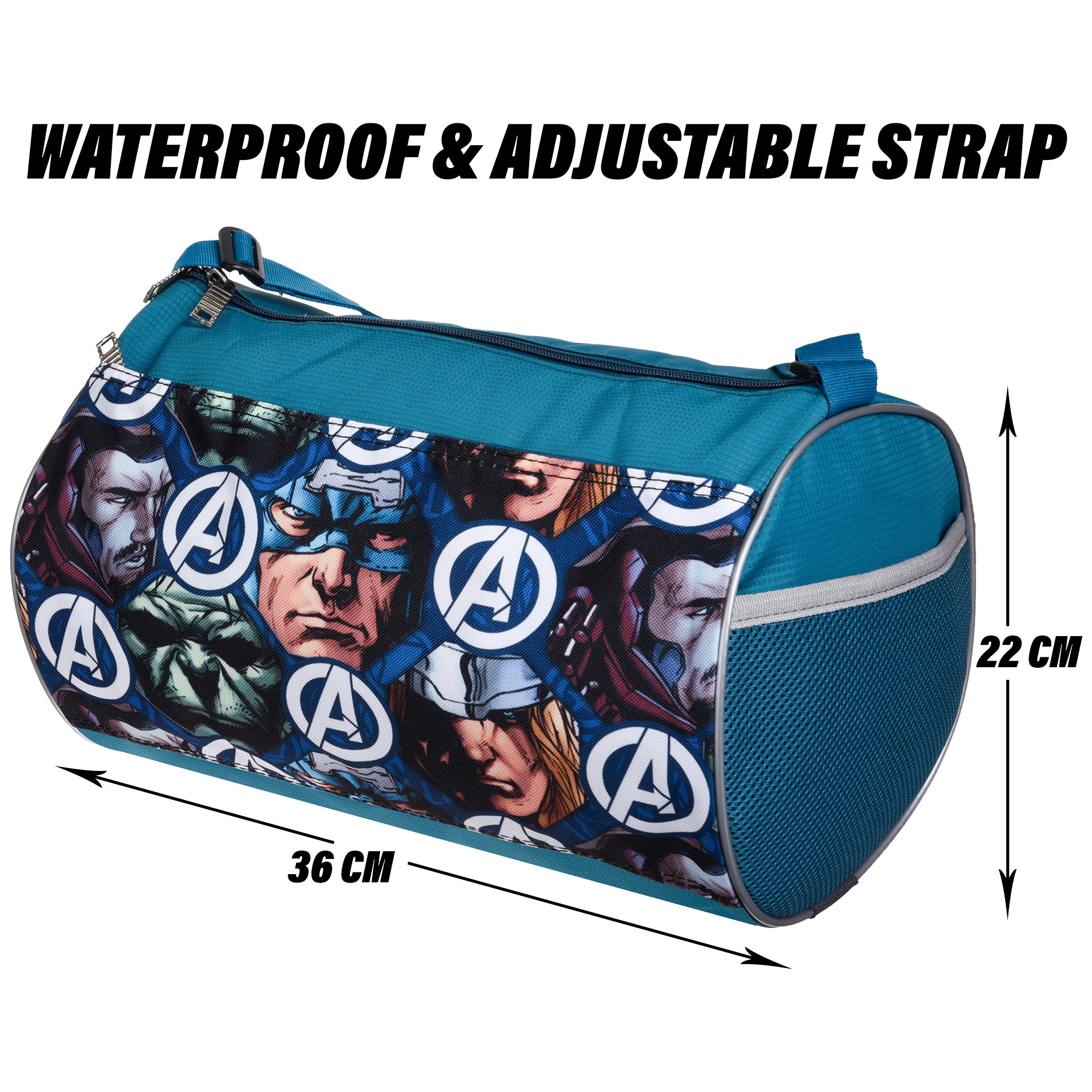 Kuber Industries Marvel Avengers Gym Bag | Polyester Duffle Bag for Travel | Sport Fitness Bag | Yoga Sport Bag | Sports Gym Bags | Travel Handbag | Handbag for Men | Blue