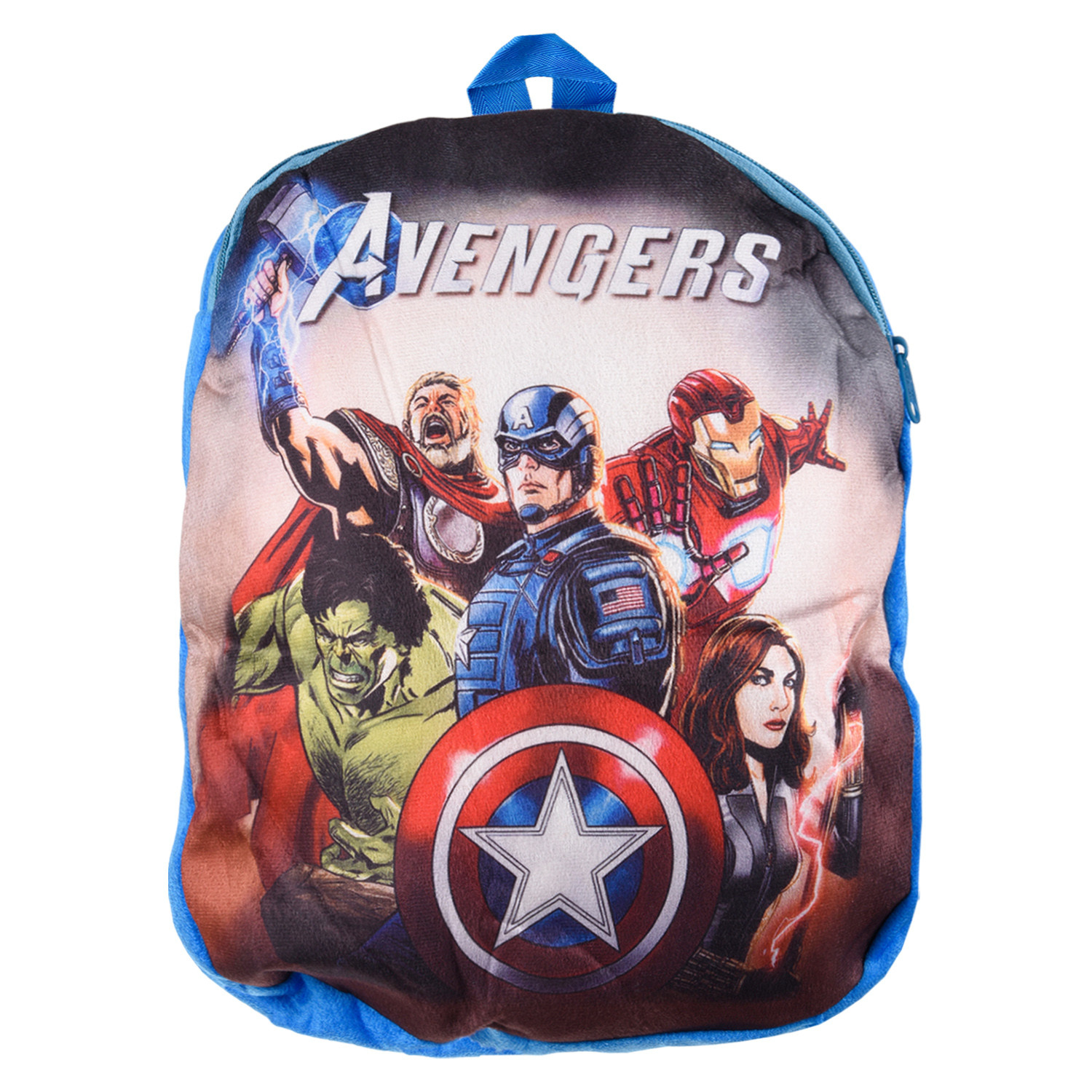 Kuber Industries Marvel Avengers Kids School Bag | School Bag For Boys | School Bag For Girls | 1 Compartment Velvet Bagpack for Kids Travel | School | Blue