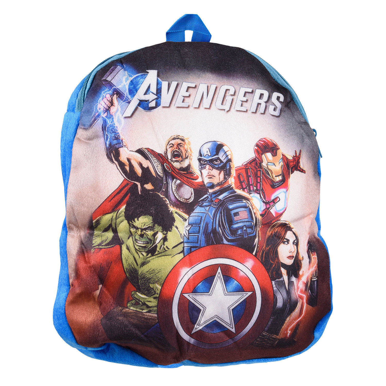 Kuber Industries Marvel Avengers Kids School Bag | School Bag For Boys | School Bag For Girls | 1 Compartment Velvet Bagpack for Kids Travel | School | Blue
