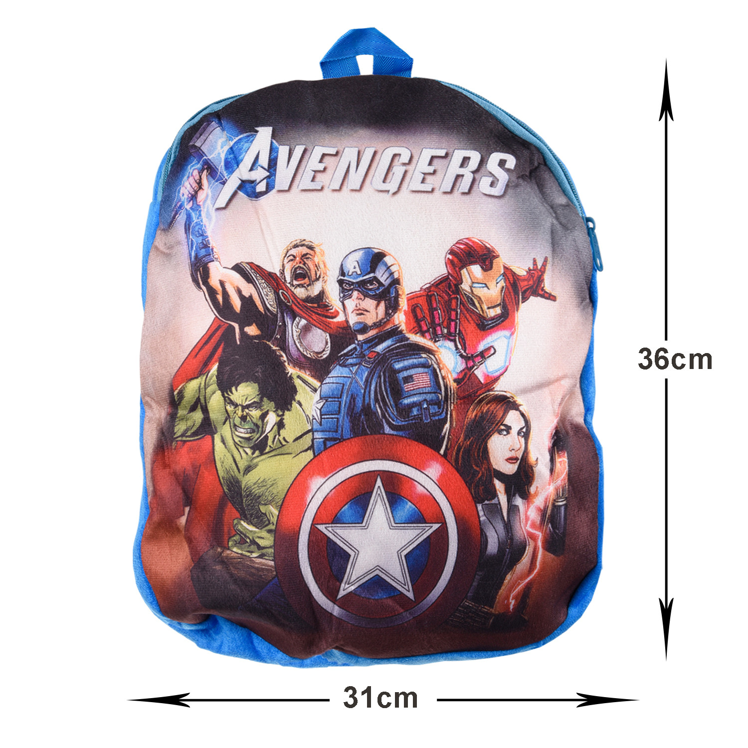 Kuber Industries Marvel Avengers Kids School Bag | School Bag For Boys | School Bag For Girls | 1 Compartment Velvet Bagpack for Kids Travel | School | Blue