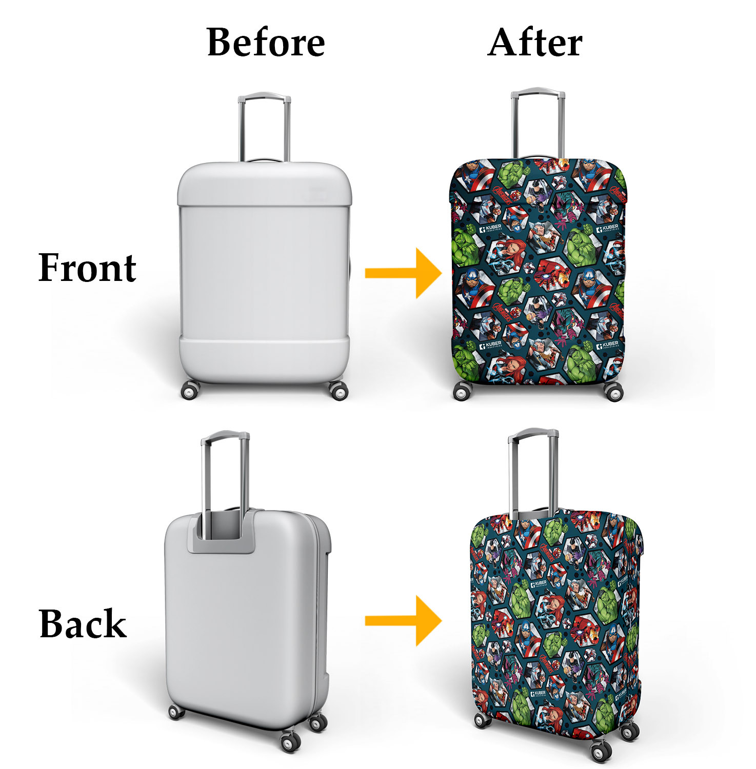 Kuber Industries Marvel Avengers Luggage Cover|Polyester Travel Suitcase Cover|Washable|Stretchable Suitcase Protector|26-30 Inch|Large (Blue)