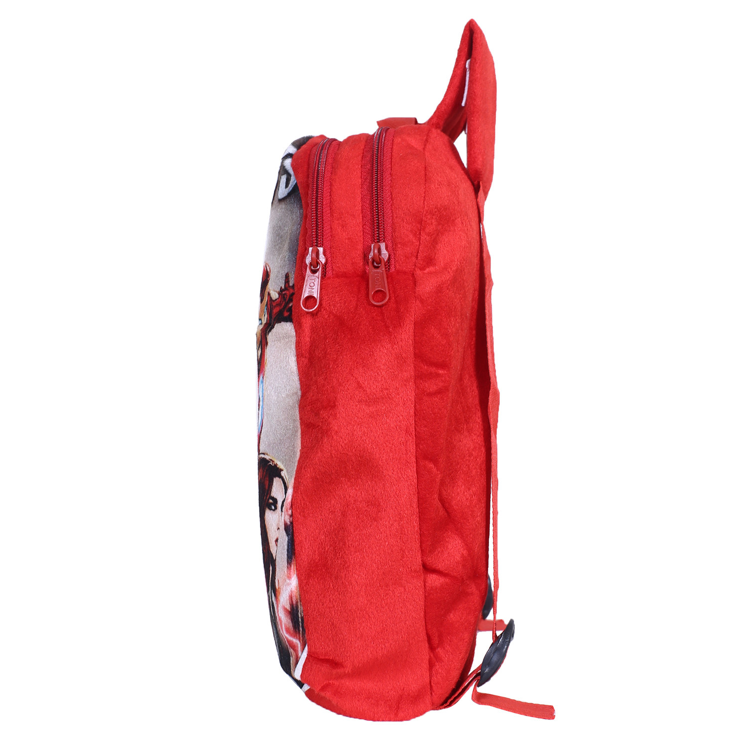 Kuber Industries Marvel Avengers Plush Backpack|2 Compartment Velvet School Bag|Durable Toddler Haversack For Travel,School with Zipper Closure (Red)